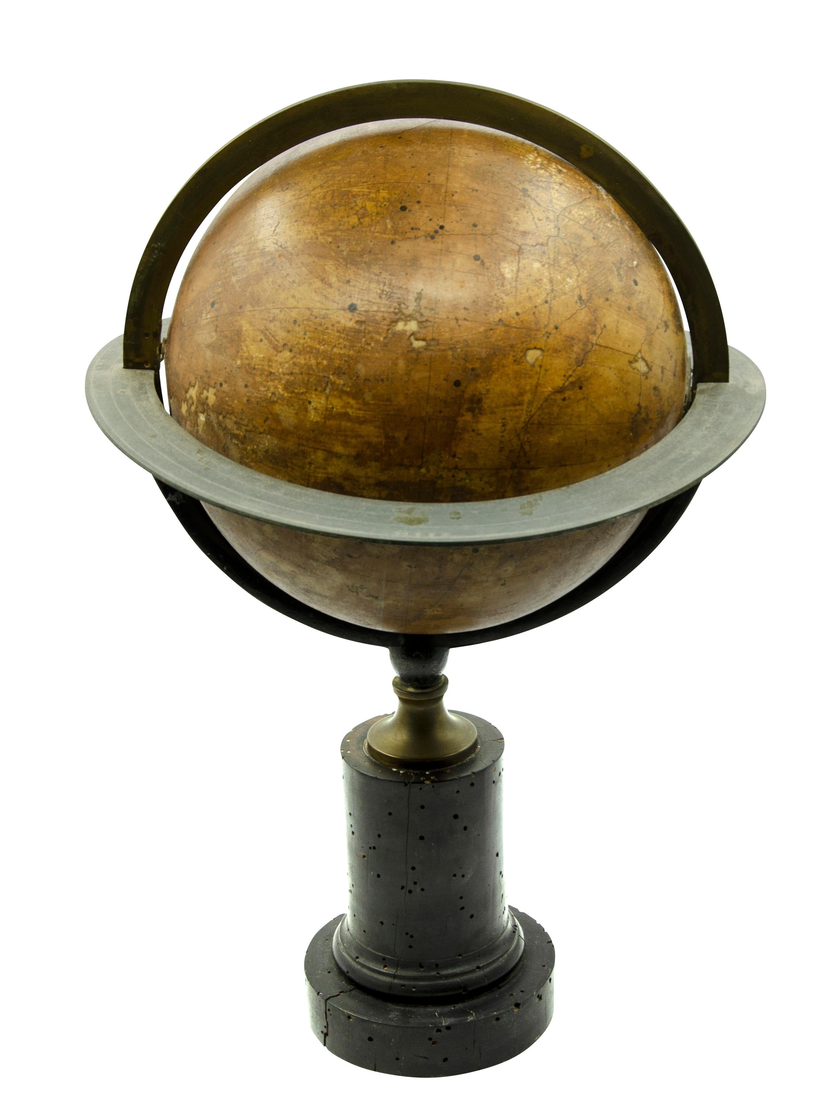 Wood Pair of Louis Philippe Table Globes by Charles Dien, Paris