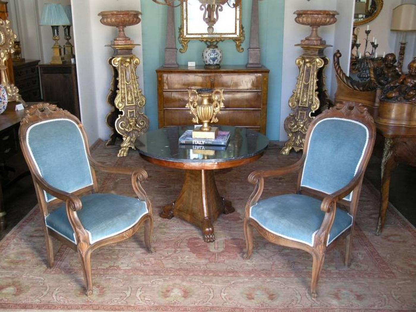 Pair of Louis Philippe Walnut Armchairs, circa 1860 In Good Condition For Sale In Los Angeles, CA