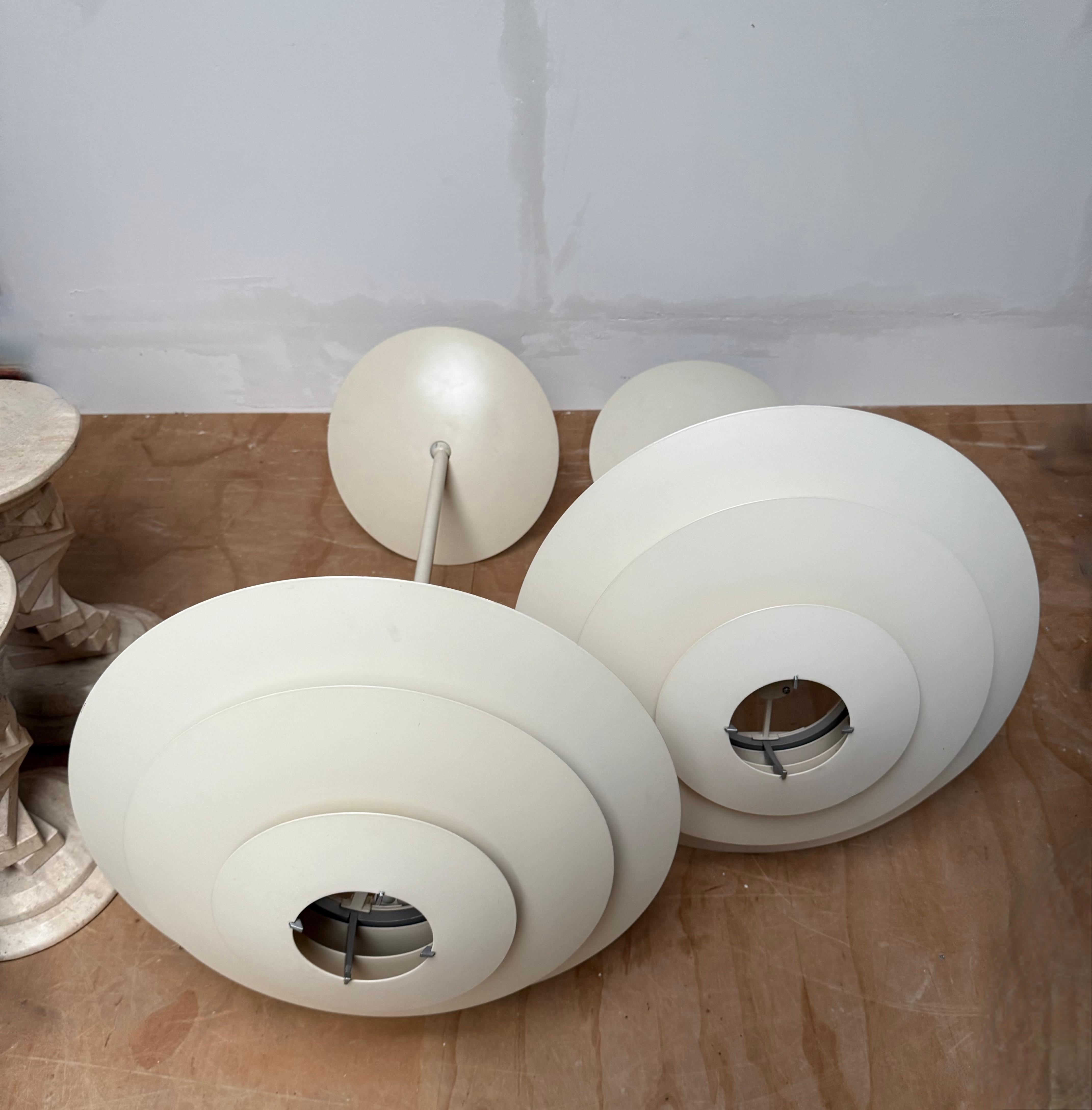 Mid-Century Modern Pair of Louis Poulsen “Oslo” Pendant Lamps by Kurt Nørregaard, Denmark, 1980s For Sale