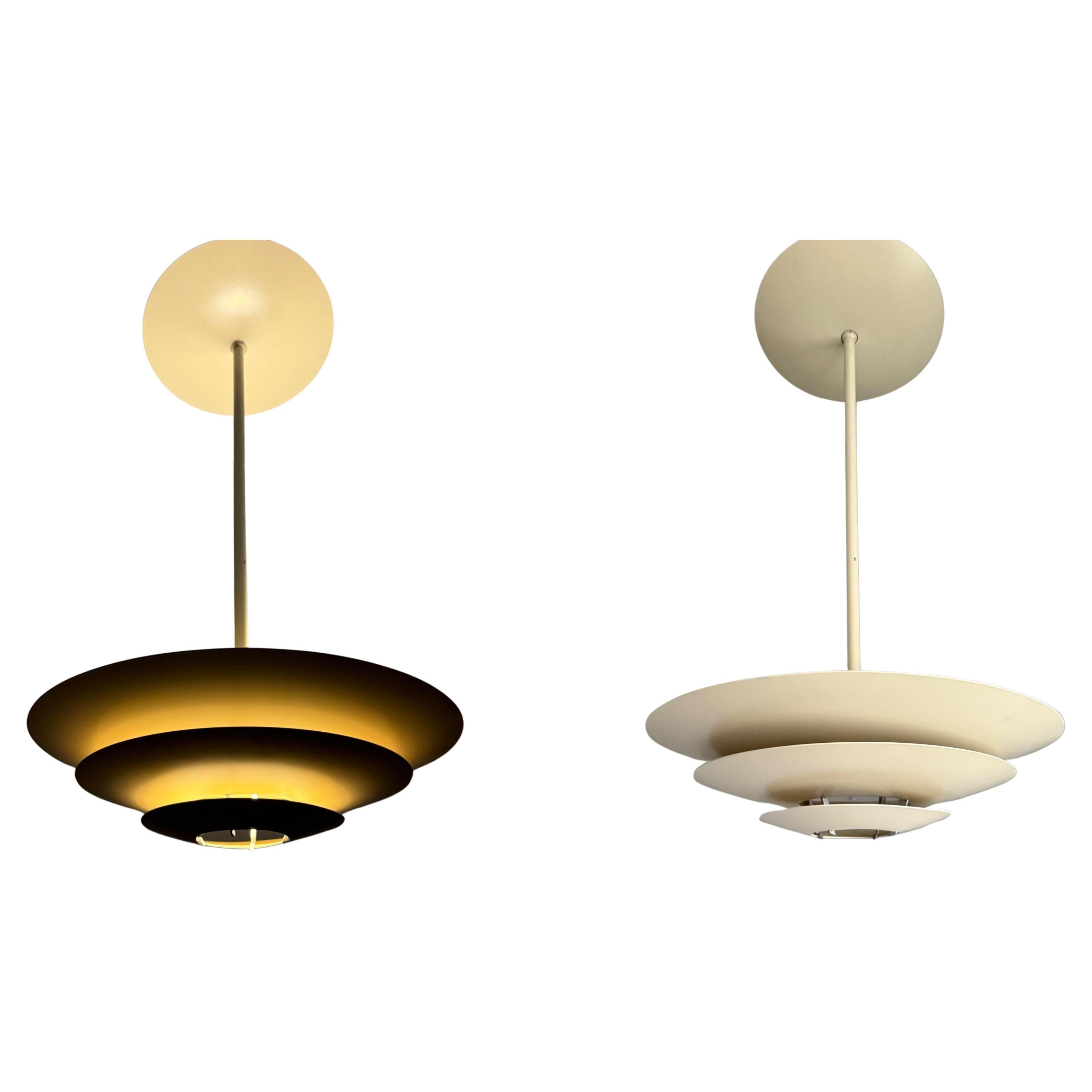 Pair of Louis Poulsen “Oslo” Pendant Lamps by Kurt Nørregaard, Denmark, 1980s For Sale
