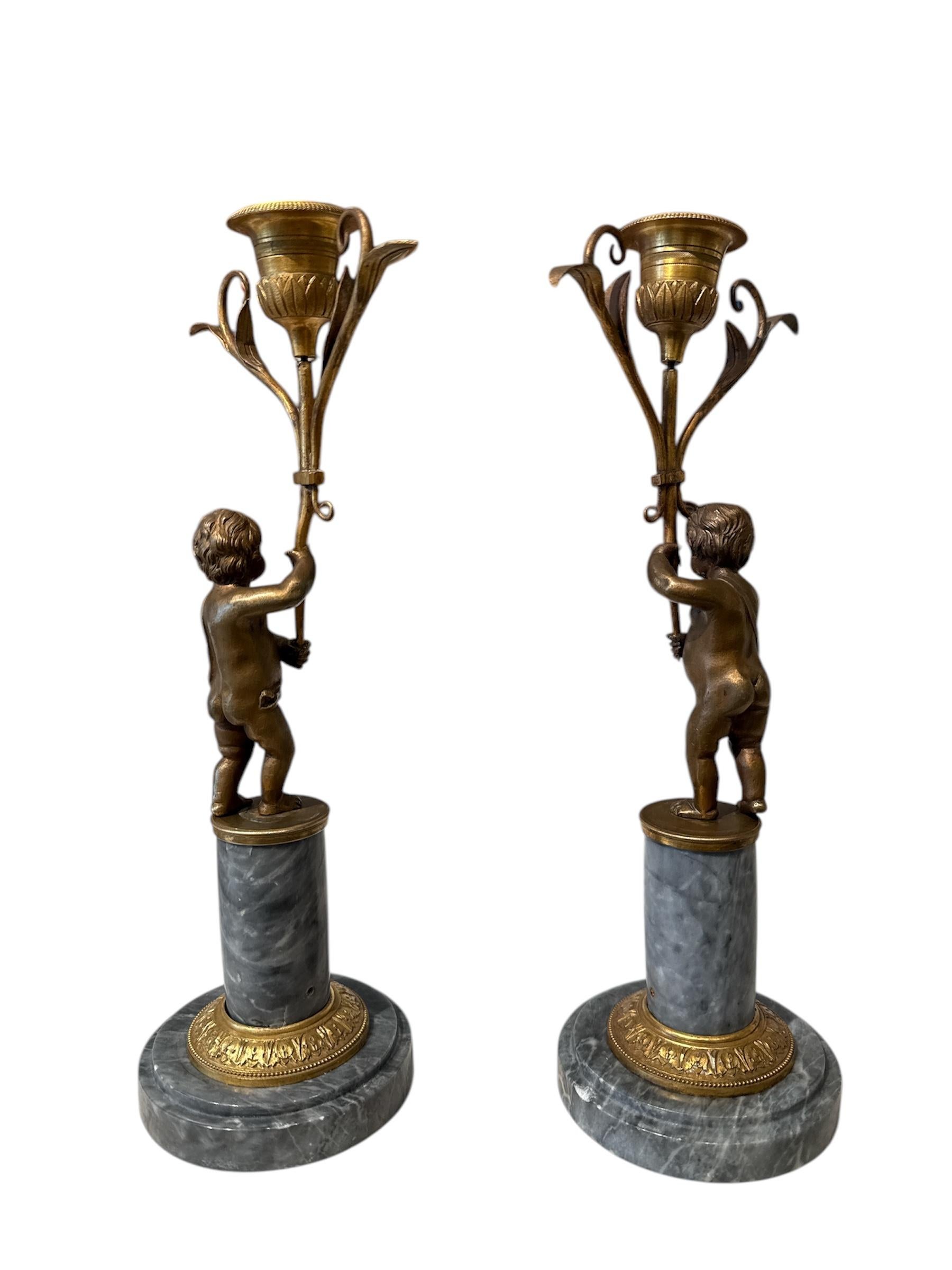 Pair of Louis Seize candle holders In Good Condition For Sale In 'S-HERTOGENBOSCH, NL