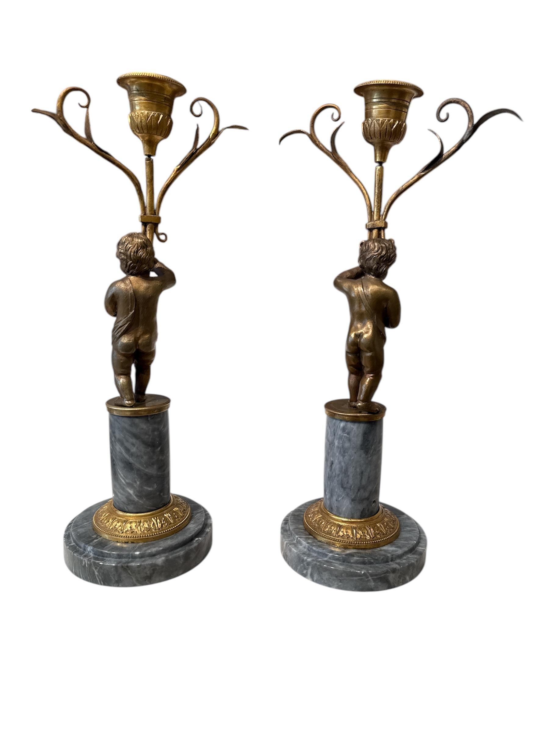 Late 18th Century Pair of Louis Seize candle holders For Sale