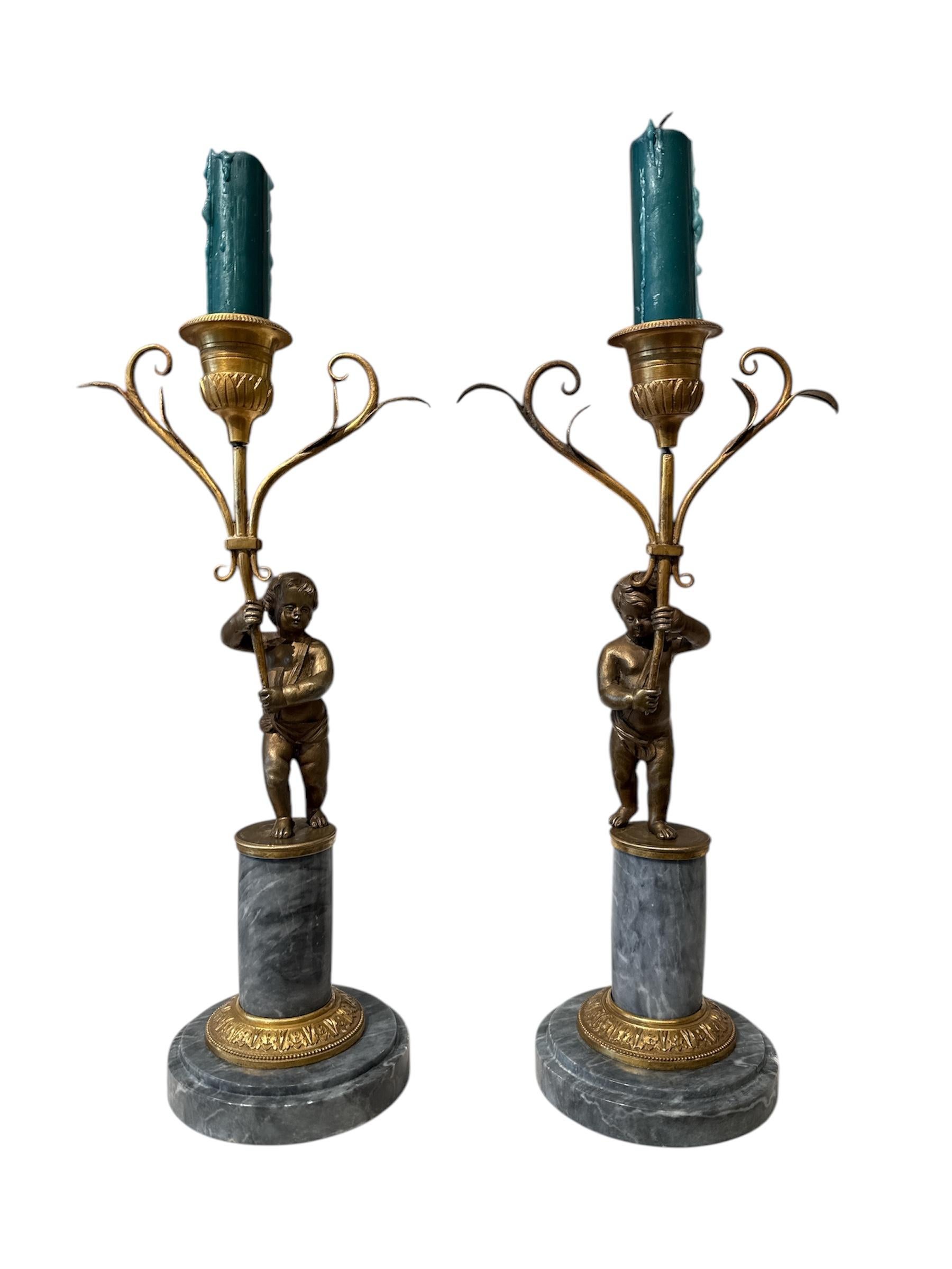 Pair of Louis Seize candle holders For Sale 1