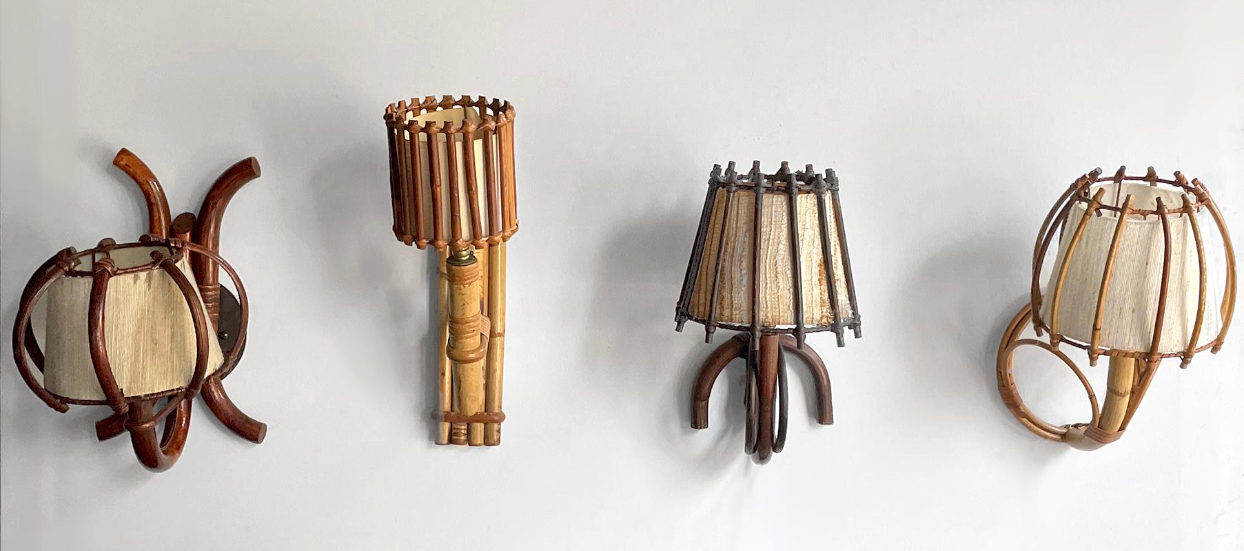 Pair of Louis Sognot Arched Bamboo Sconces  For Sale 7