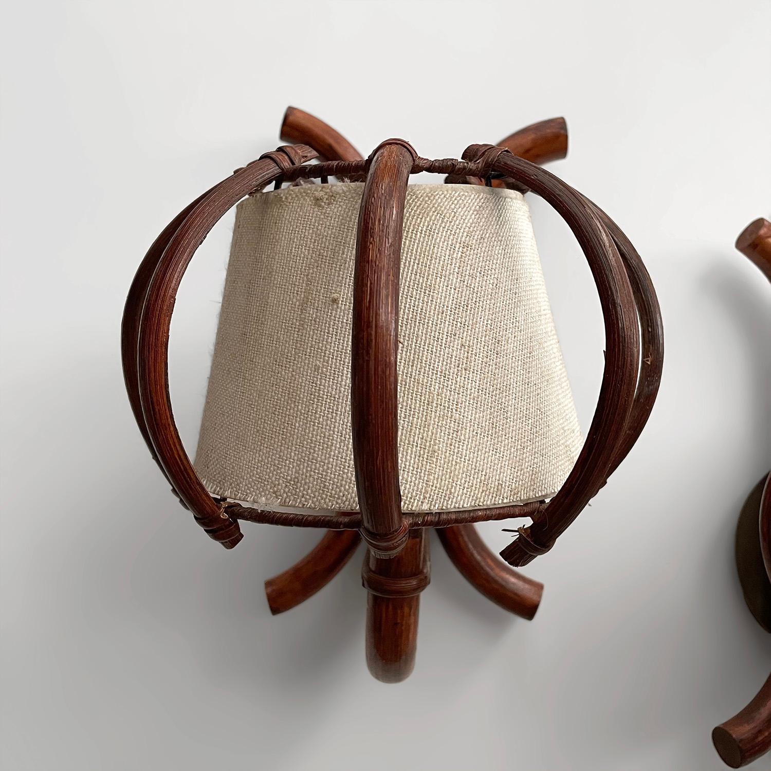 Pair of Louis Sognot Arched Bamboo Sconces  For Sale 2