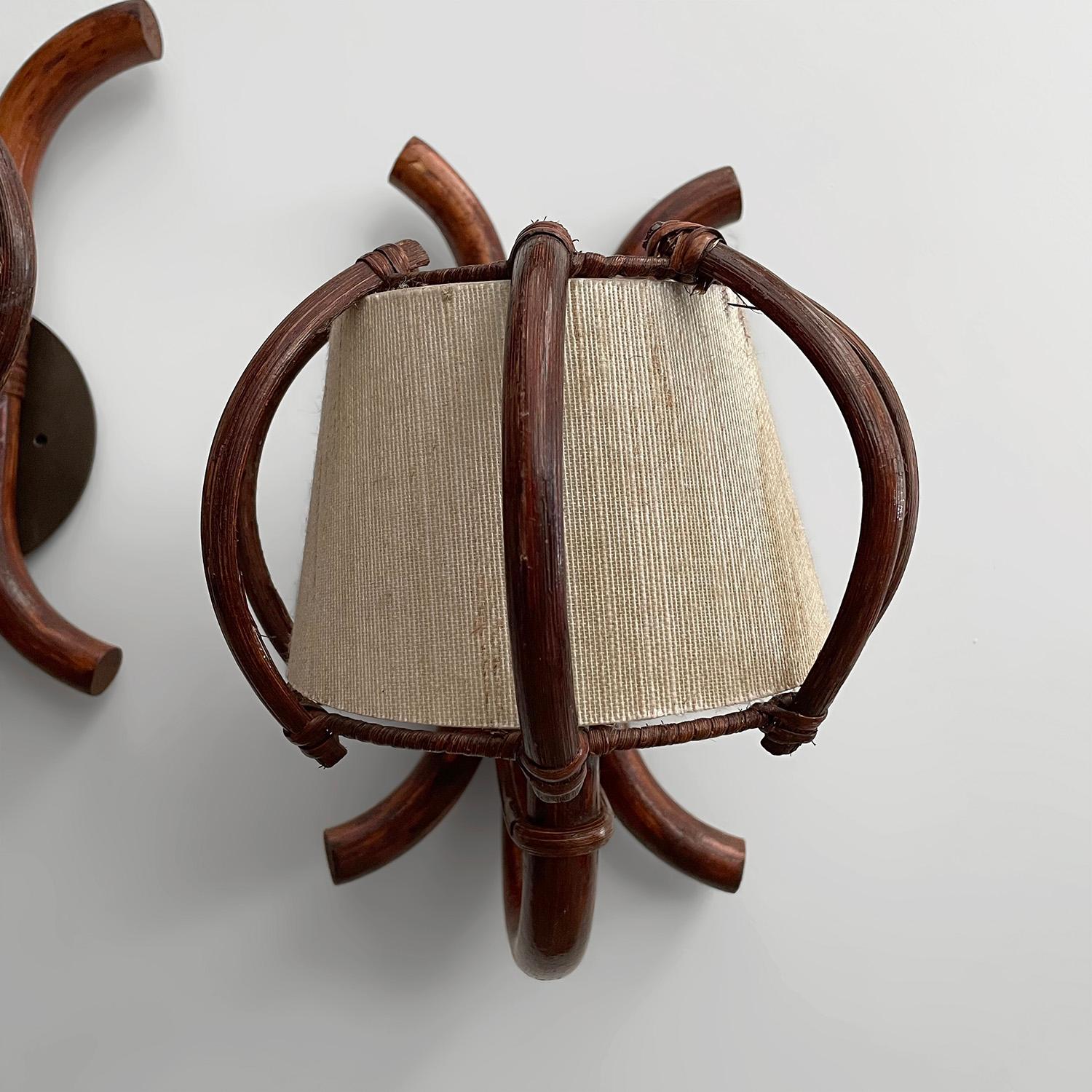 Pair of Louis Sognot Arched Bamboo Sconces  For Sale 3