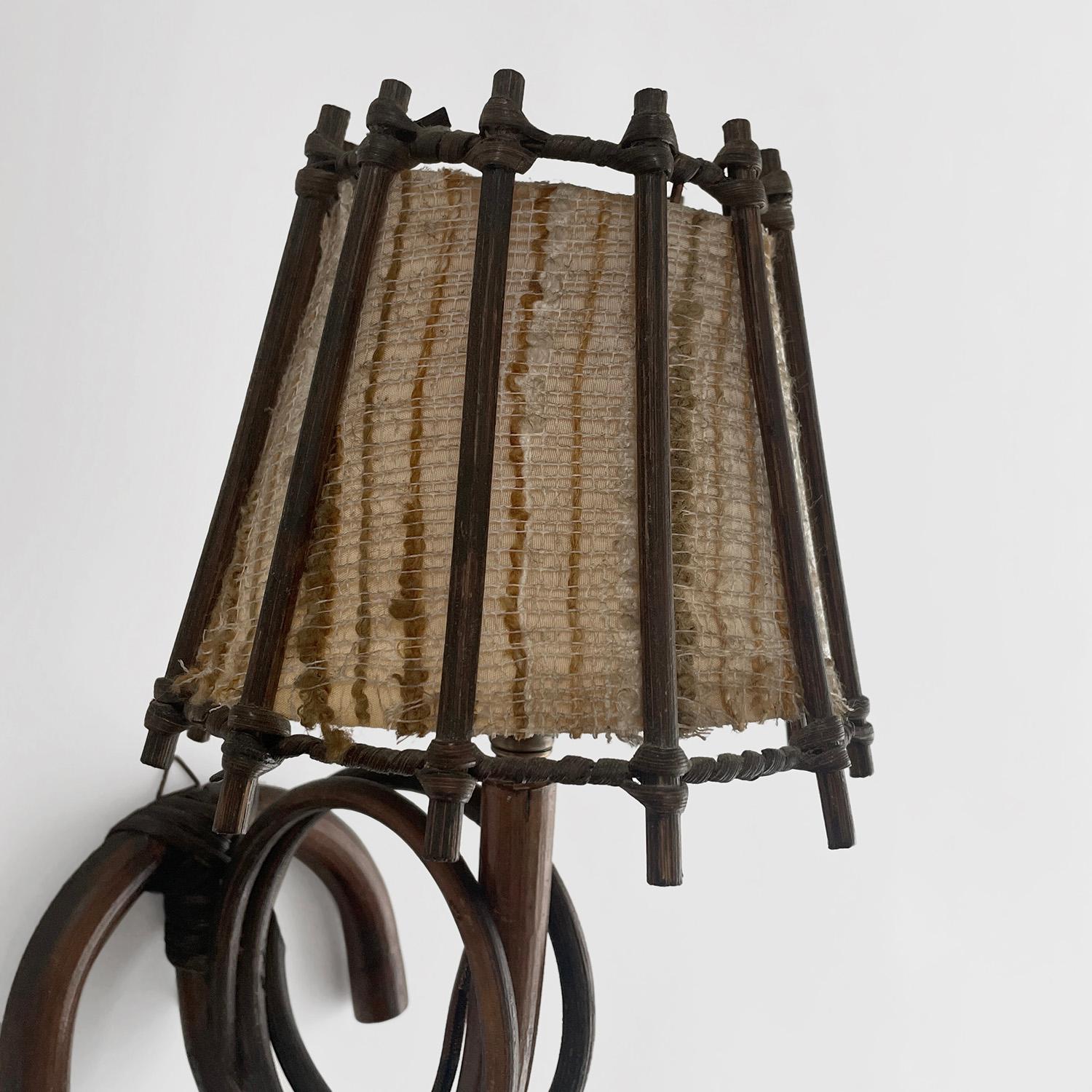 Pair of Louis Sognot French Bamboo & Rattan Sconces  For Sale 7