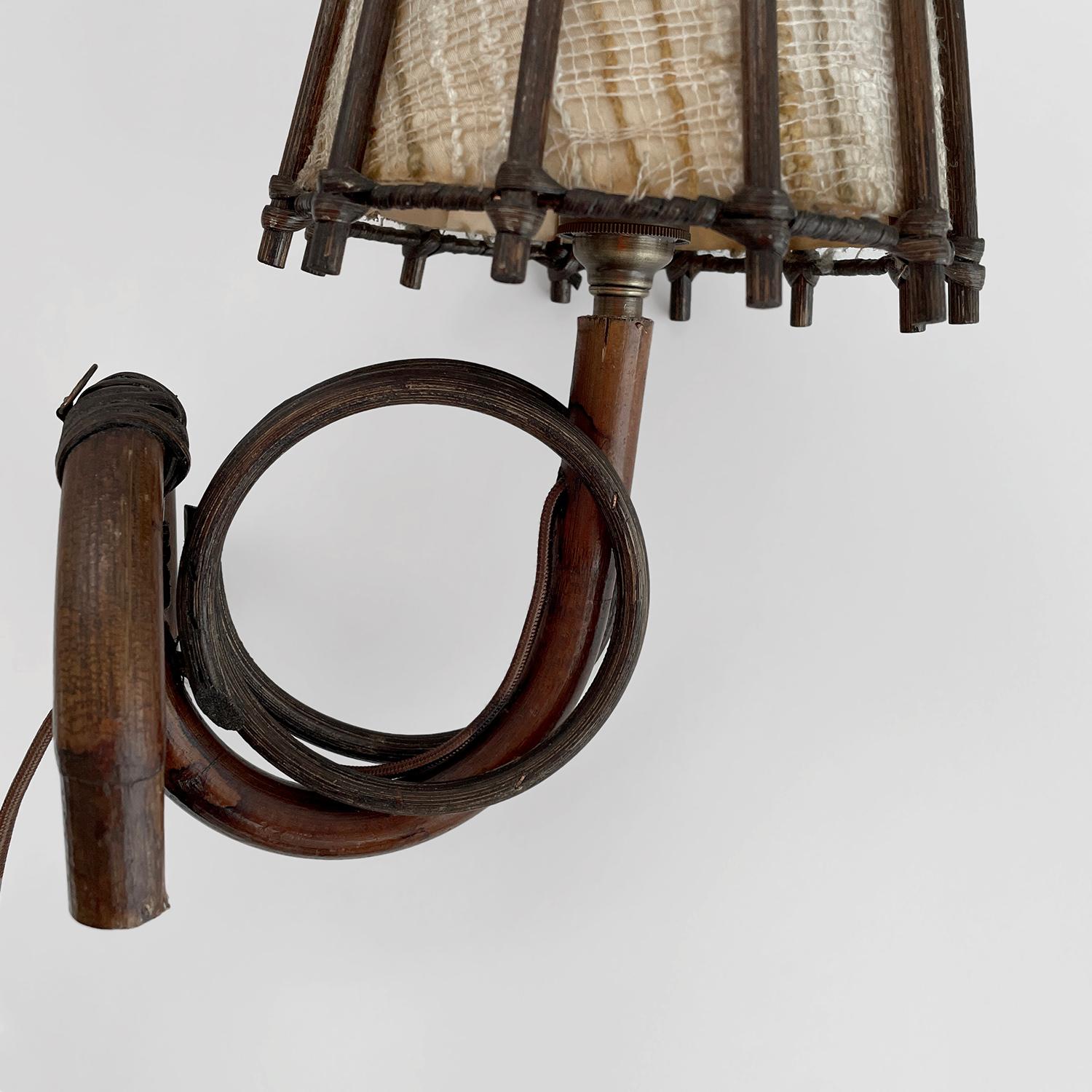 Pair of Louis Sognot French Bamboo & Rattan Sconces  For Sale 3