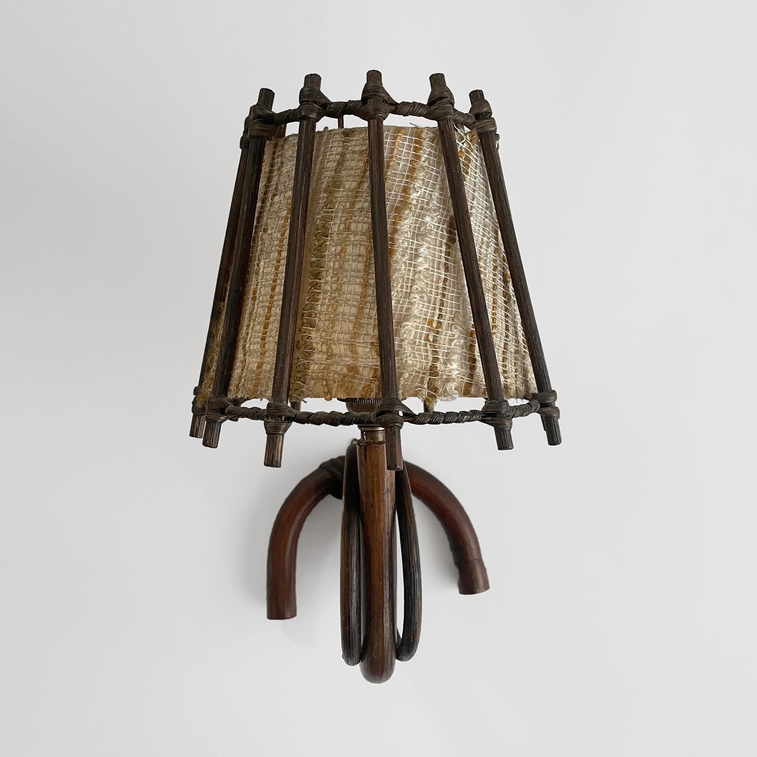 Pair of Louis Sognot French Bamboo & Rattan Sconces  For Sale 4