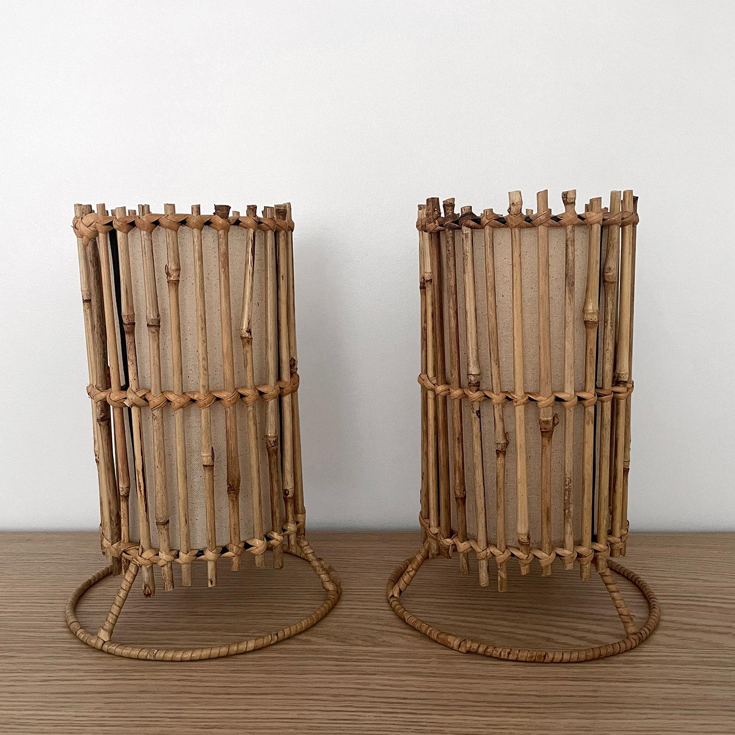 Pareja de lámparas de mesa francesas de bambú Louis Sognot en venta 13