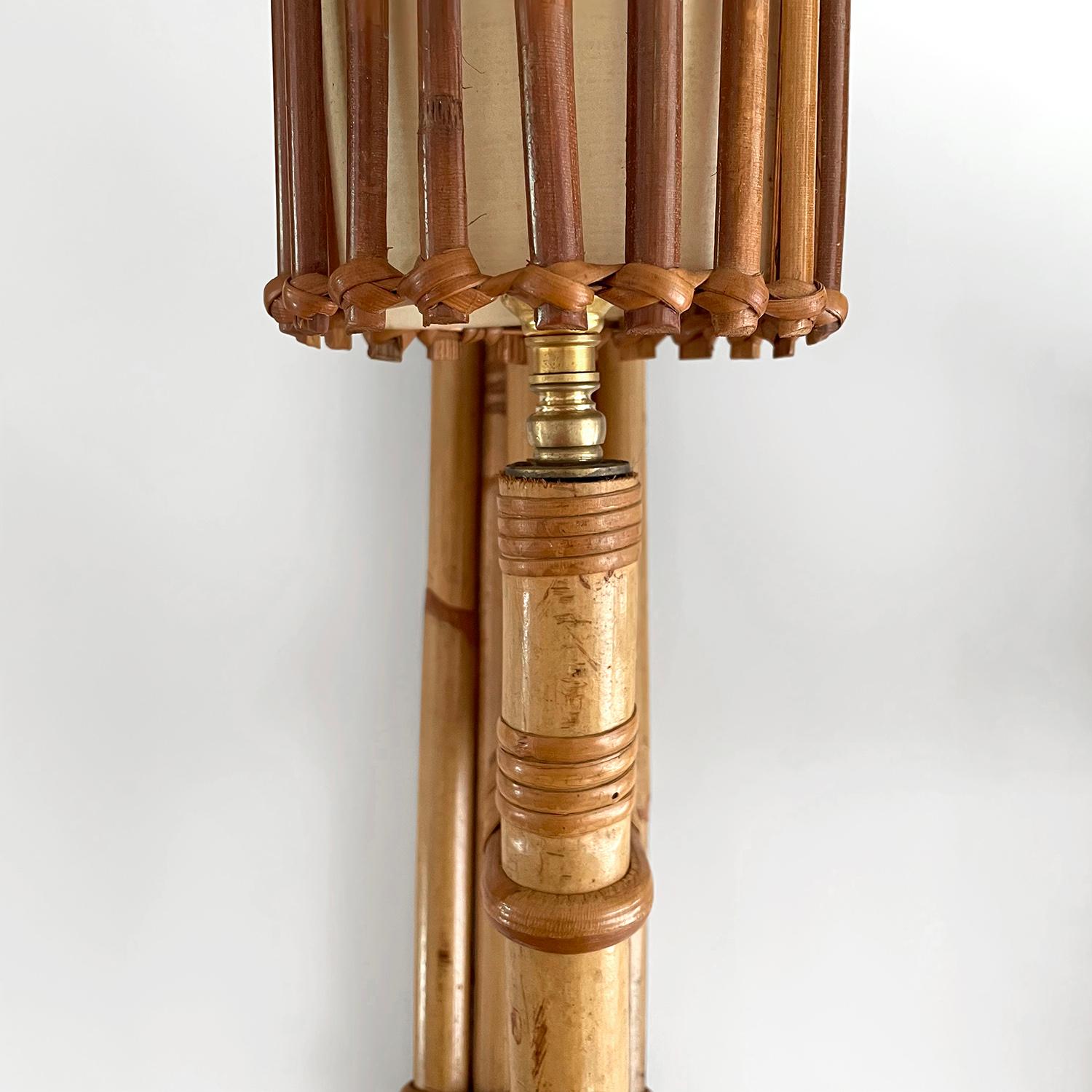 Pair of Louis Sognot French Bamboo Torchiere Sconces  For Sale 6