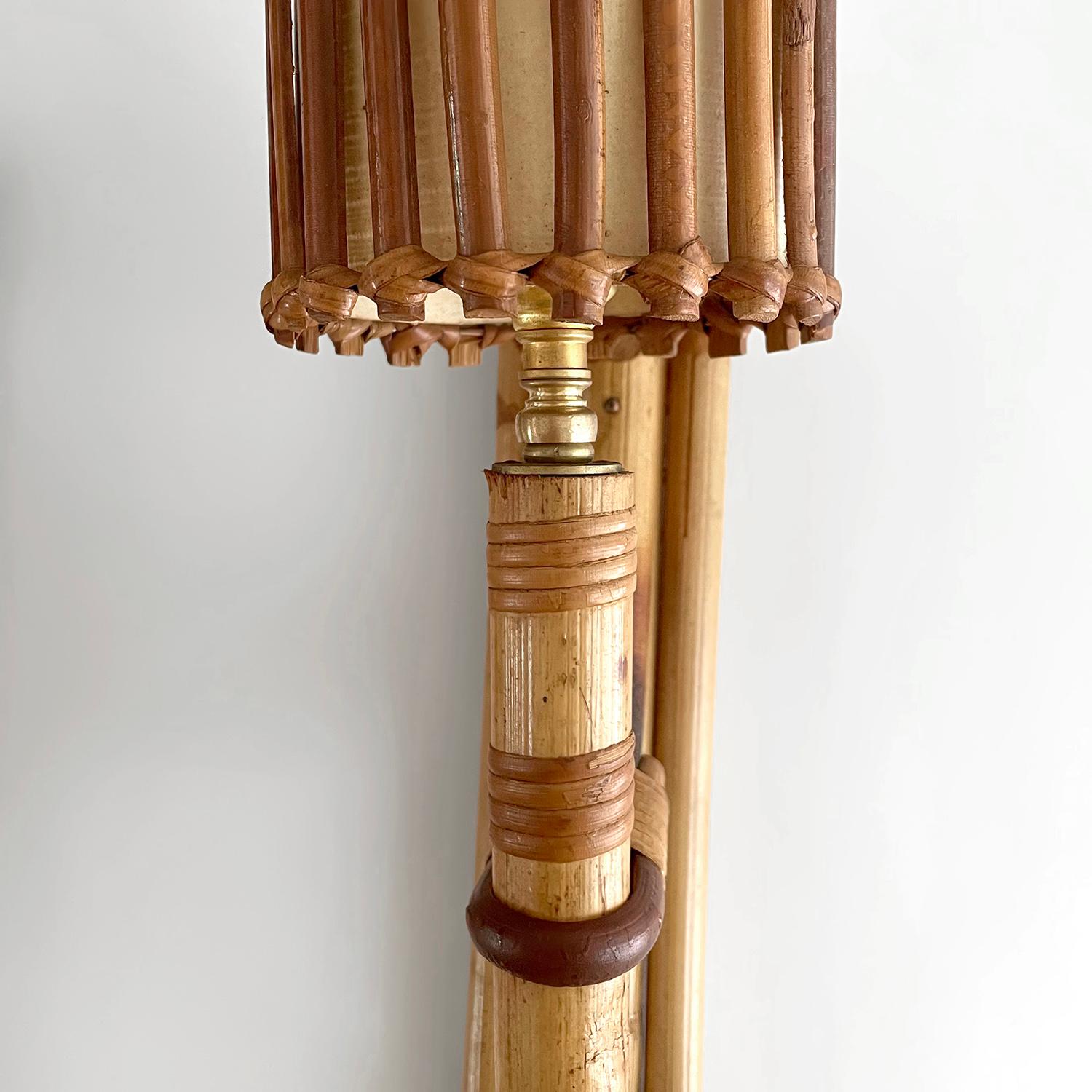 Pair of Louis Sognot French Bamboo Torchiere Sconces  For Sale 7