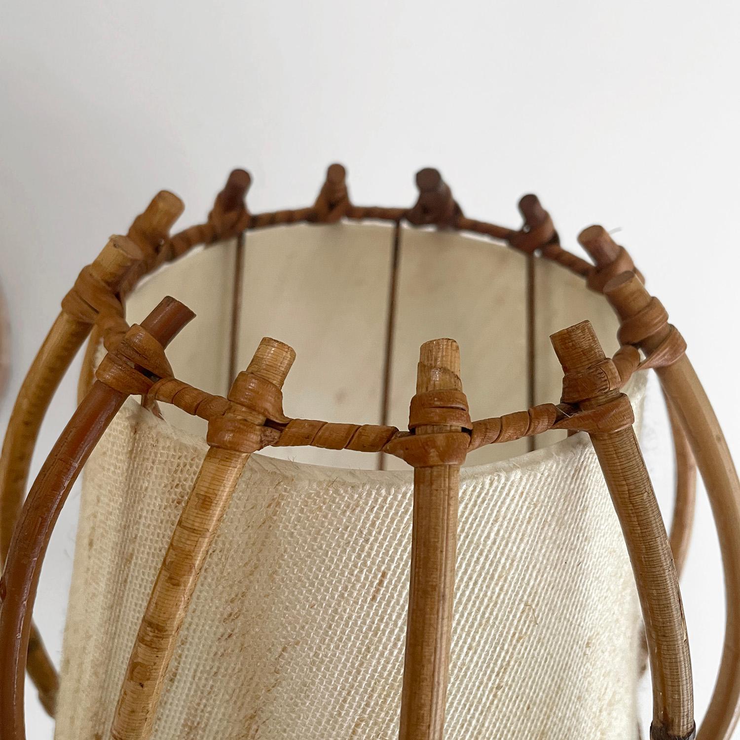 Pair of Louis Sognot French Rattan Lantern Sconces For Sale 8