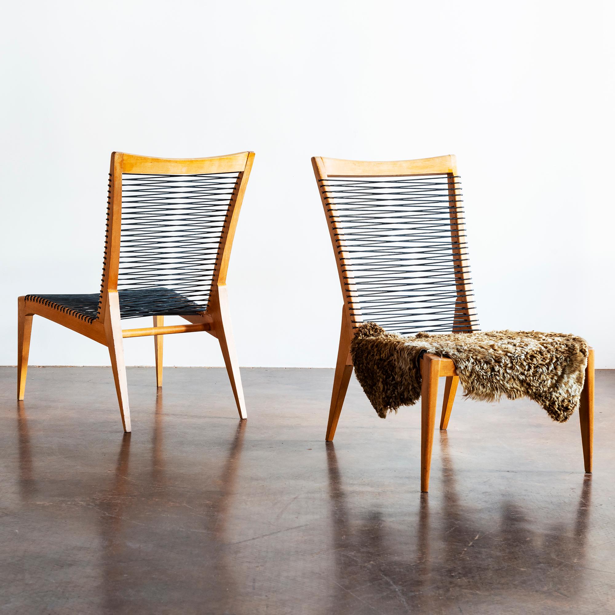 Paar Louis Sognot Lounge Chairs:: Frankreich:: 1950er Jahre 12