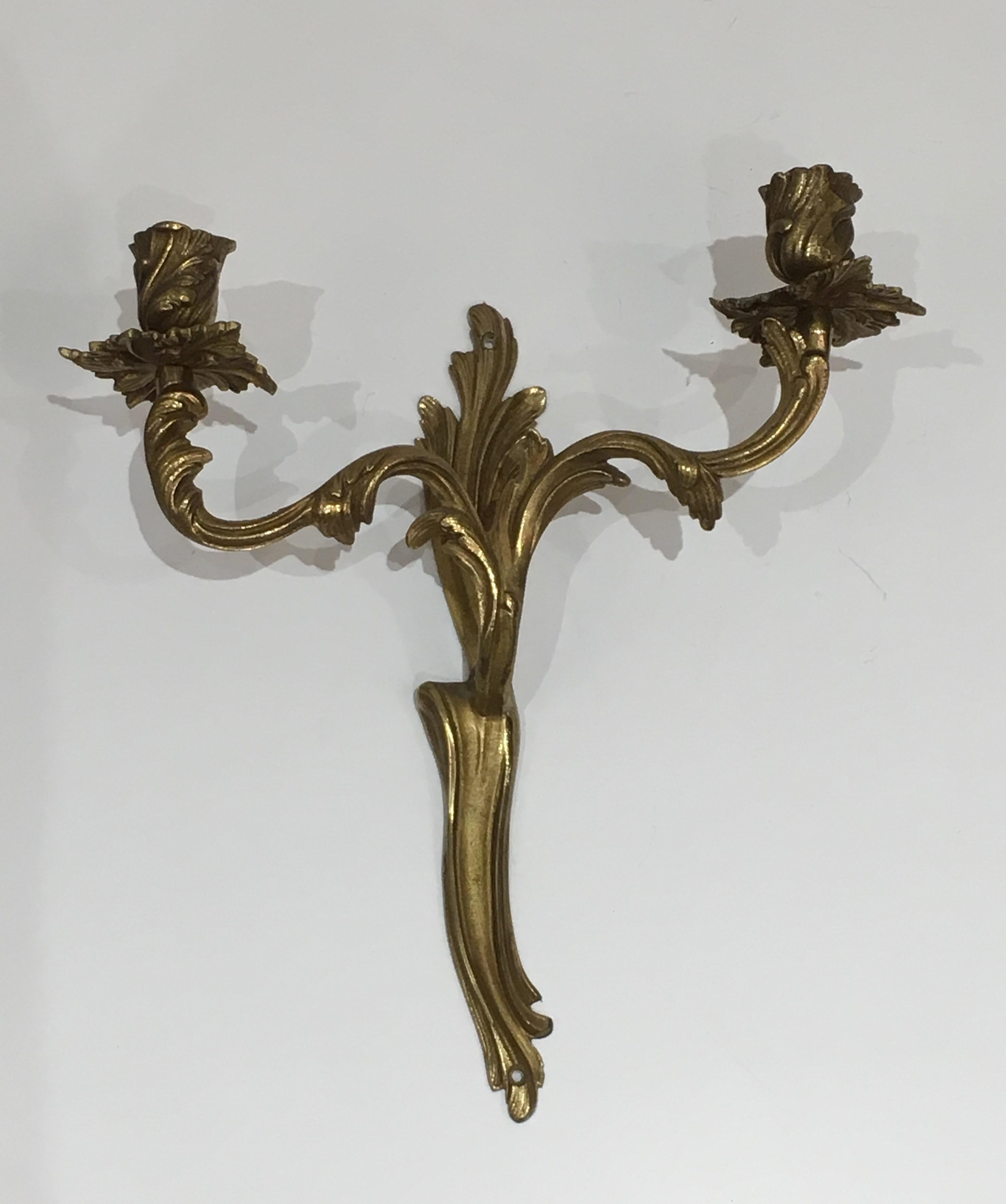 Pair of Louis the 15th Style Bronze Wall Lights. French, Circa 1950 For Sale 5