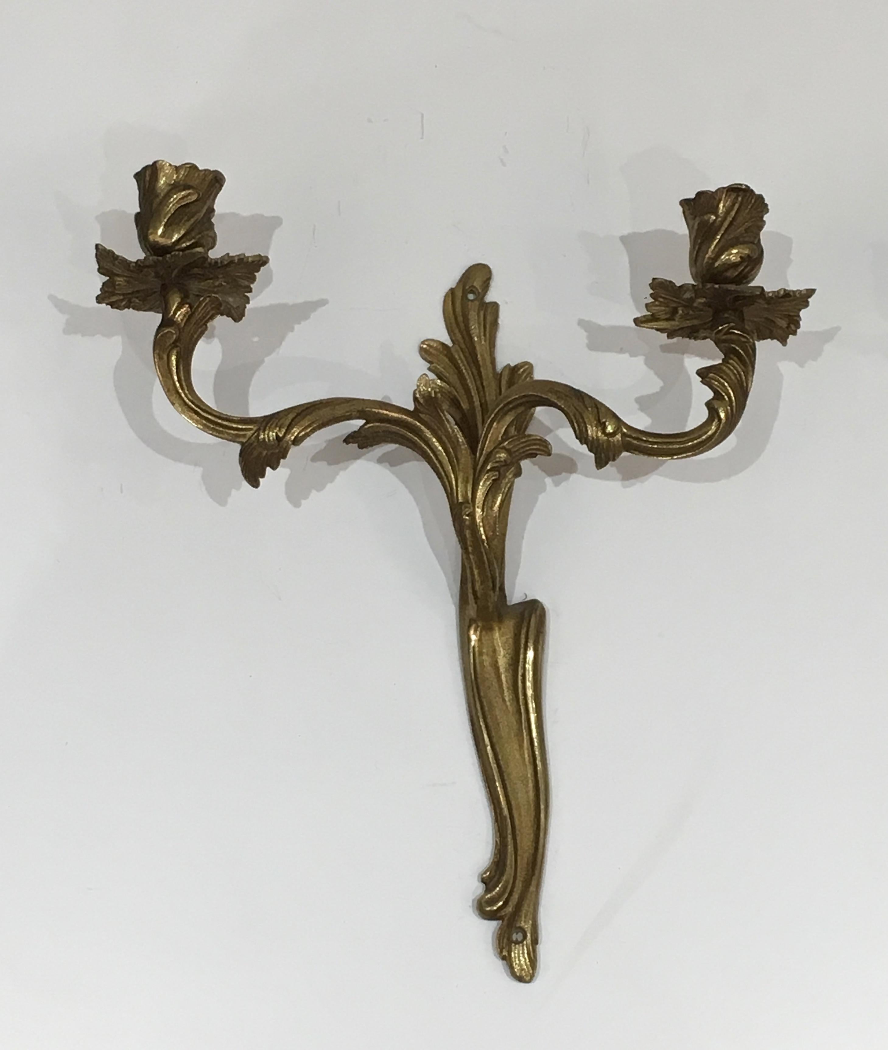Pair of Louis the 15th Style Bronze Wall Lights. French, Circa 1950 For Sale 8