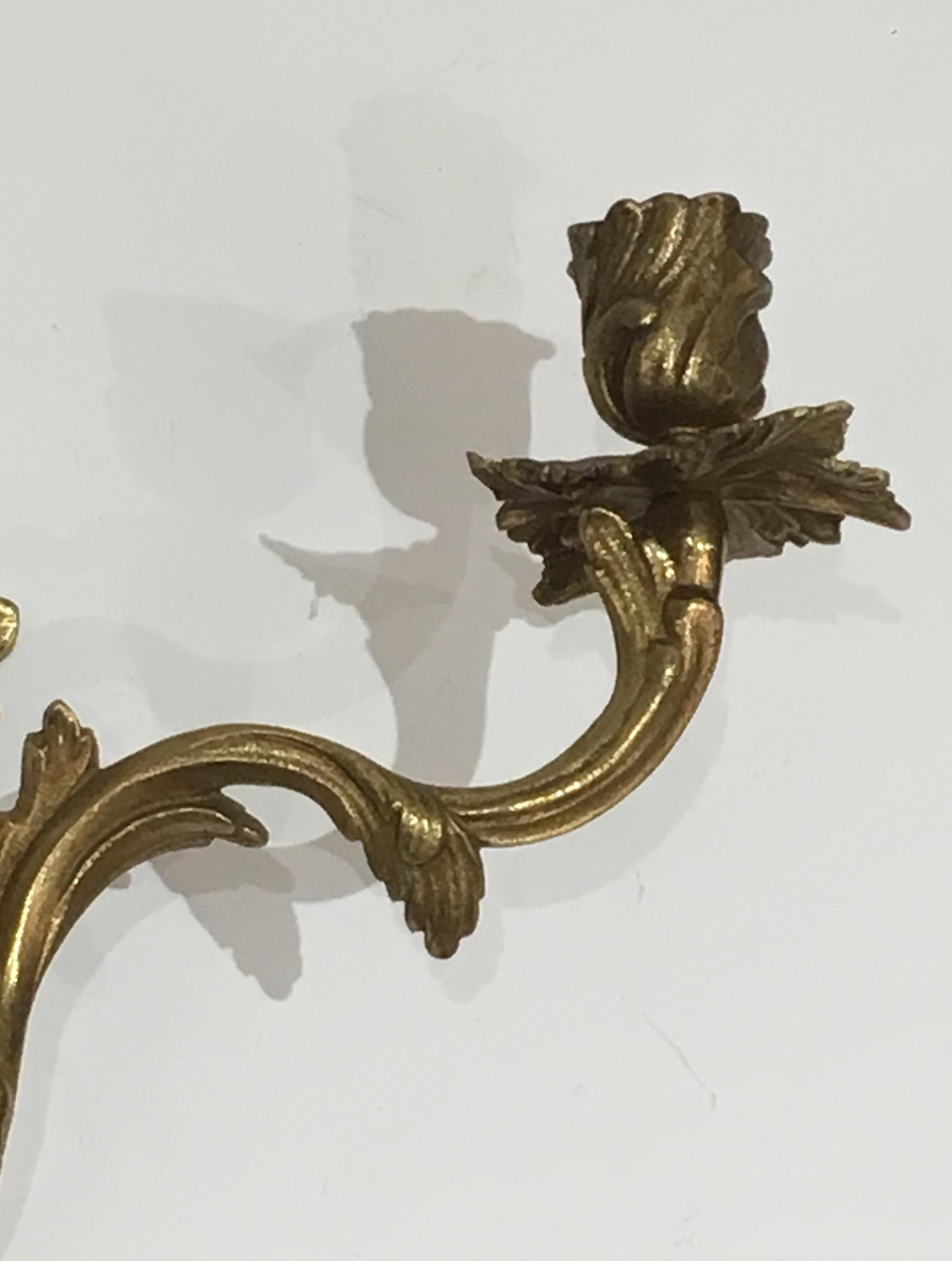 Pair of Louis the 15th Style Bronze Wall Lights. French, Circa 1950 For Sale 10