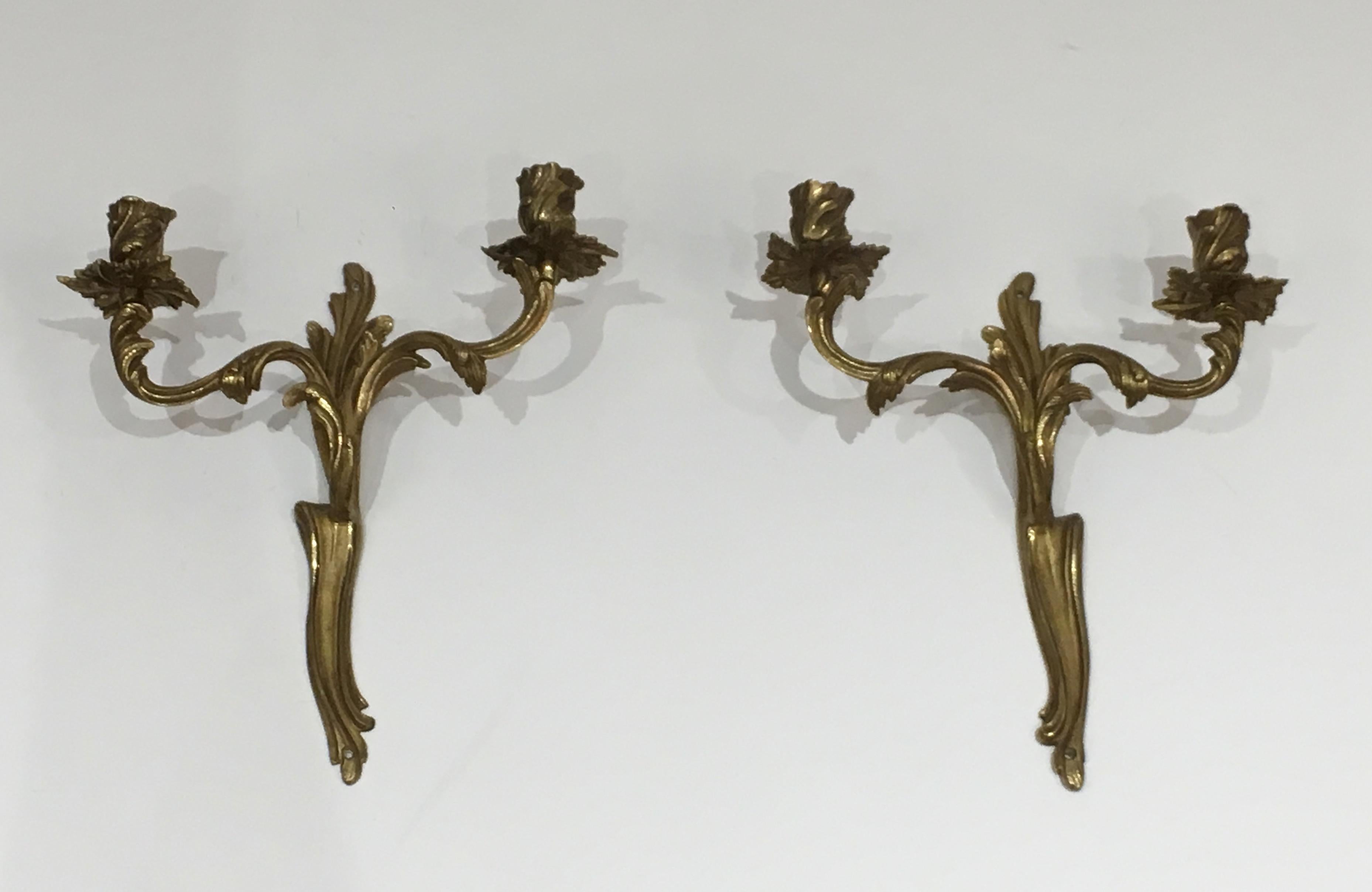 Pair of Louis the 15th Style Bronze Wall Lights. French, Circa 1950 For Sale 14