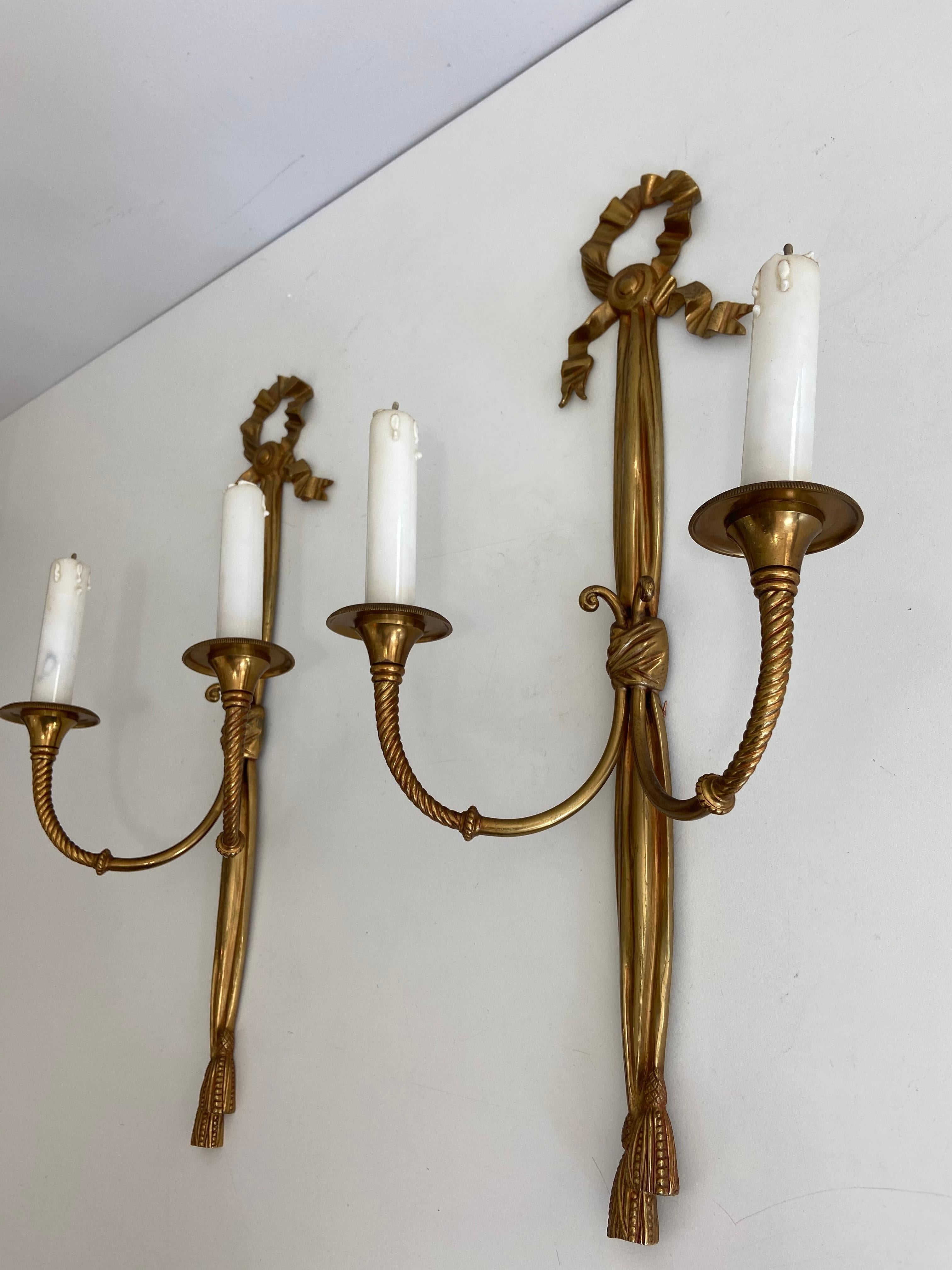 Pair of Louis the 16th Bronze Wall Lights For Sale 5