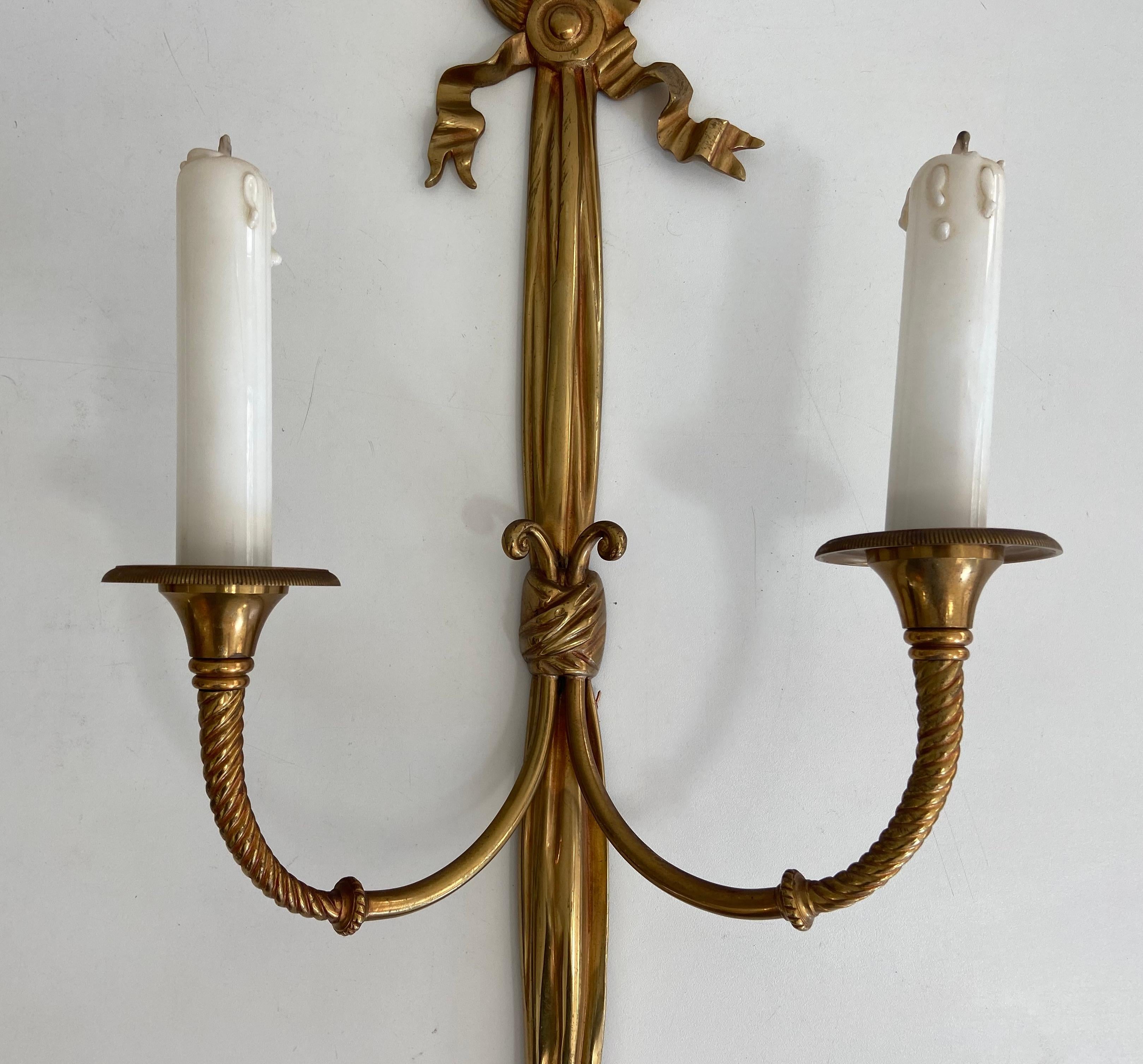 Pair of Louis the 16th Bronze Wall Lights For Sale 1