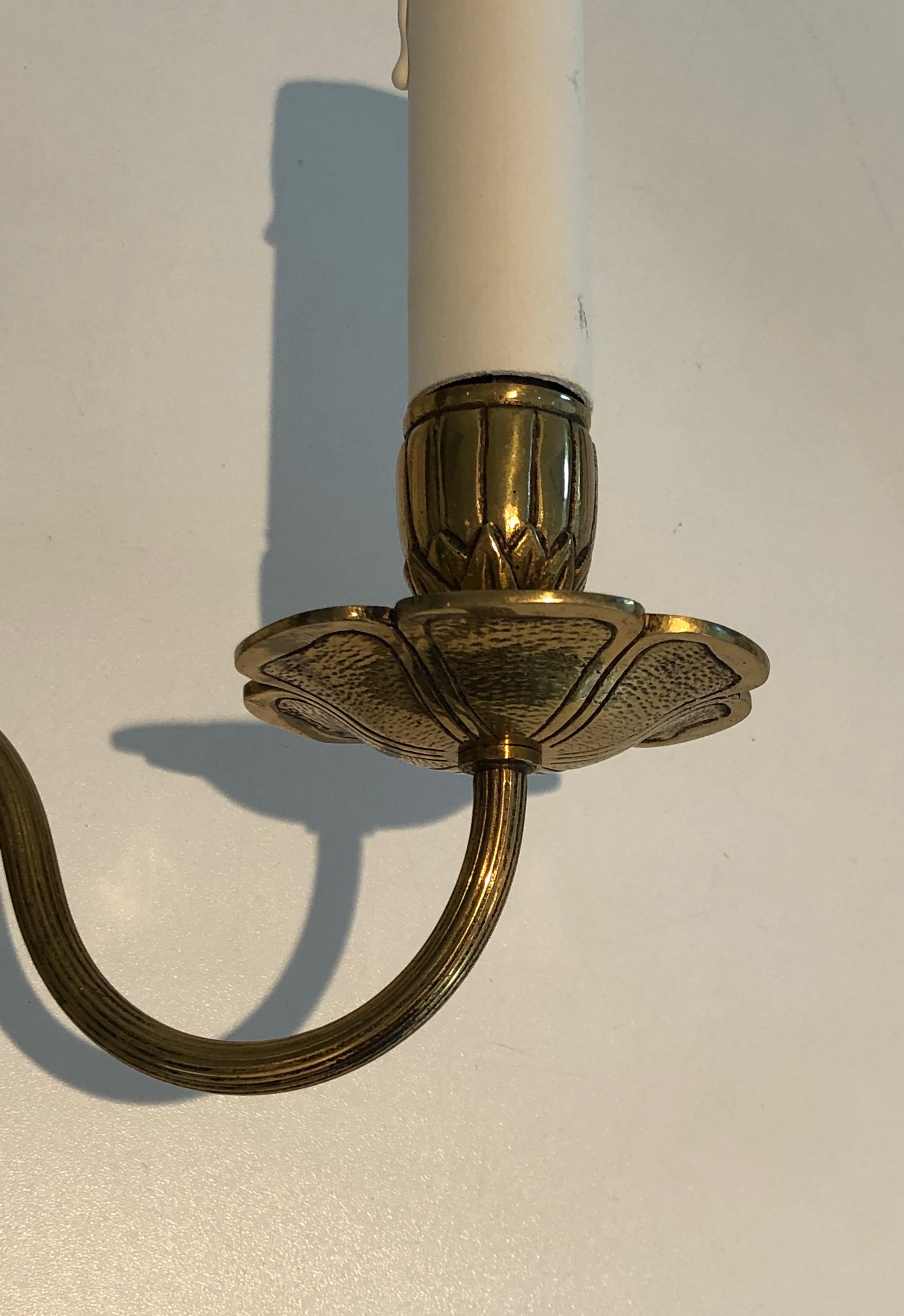 Pair of Louis the 16th Style Bronze Wall Lights with Ribbons, French, circa 1950 For Sale 5