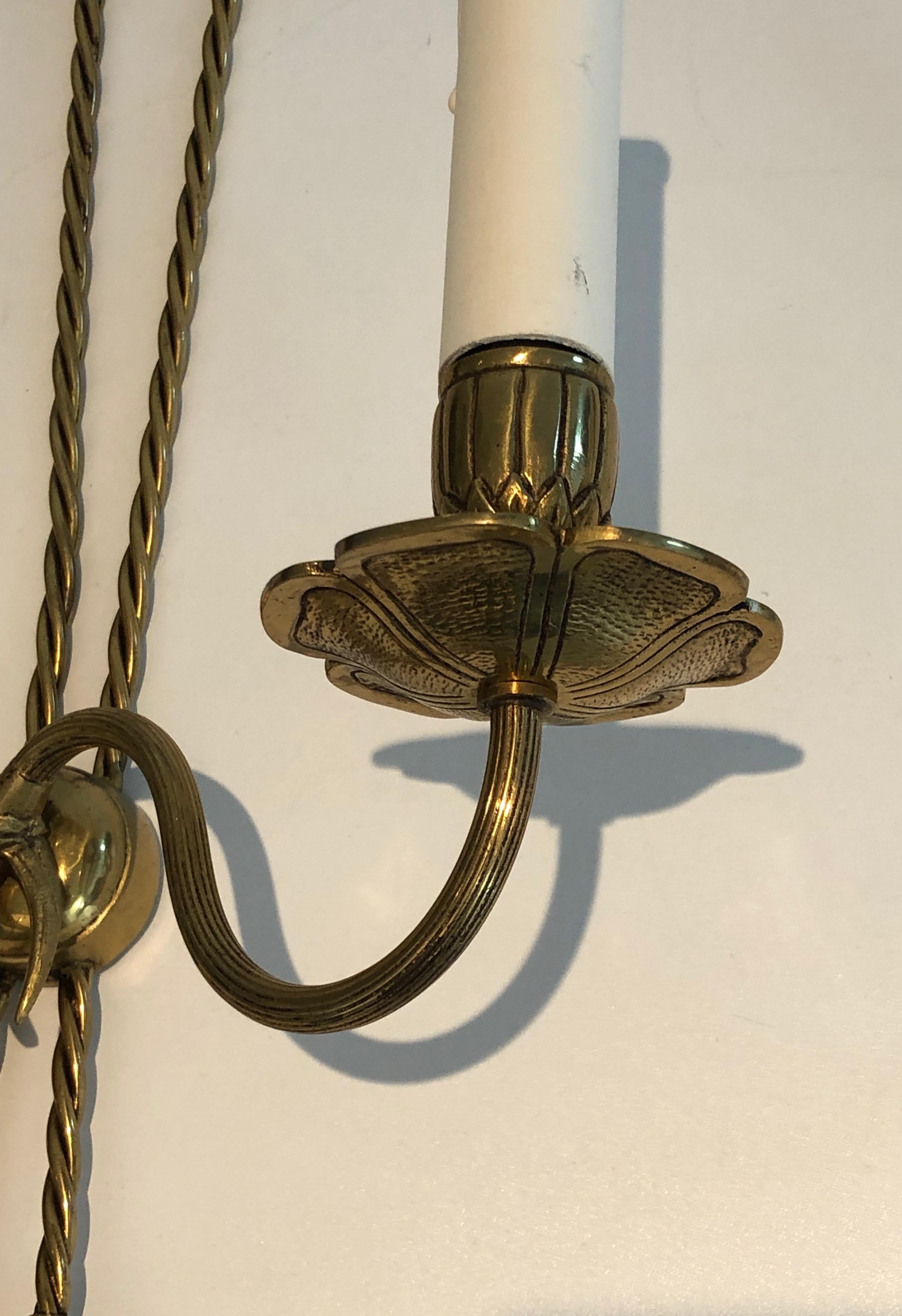 Pair of Louis the 16th Style Bronze Wall Lights with Ribbons, French, circa 1950 For Sale 14
