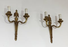 Pair of Louis the 16th Century Style Bronze Wall Sconces, French, circa 1940