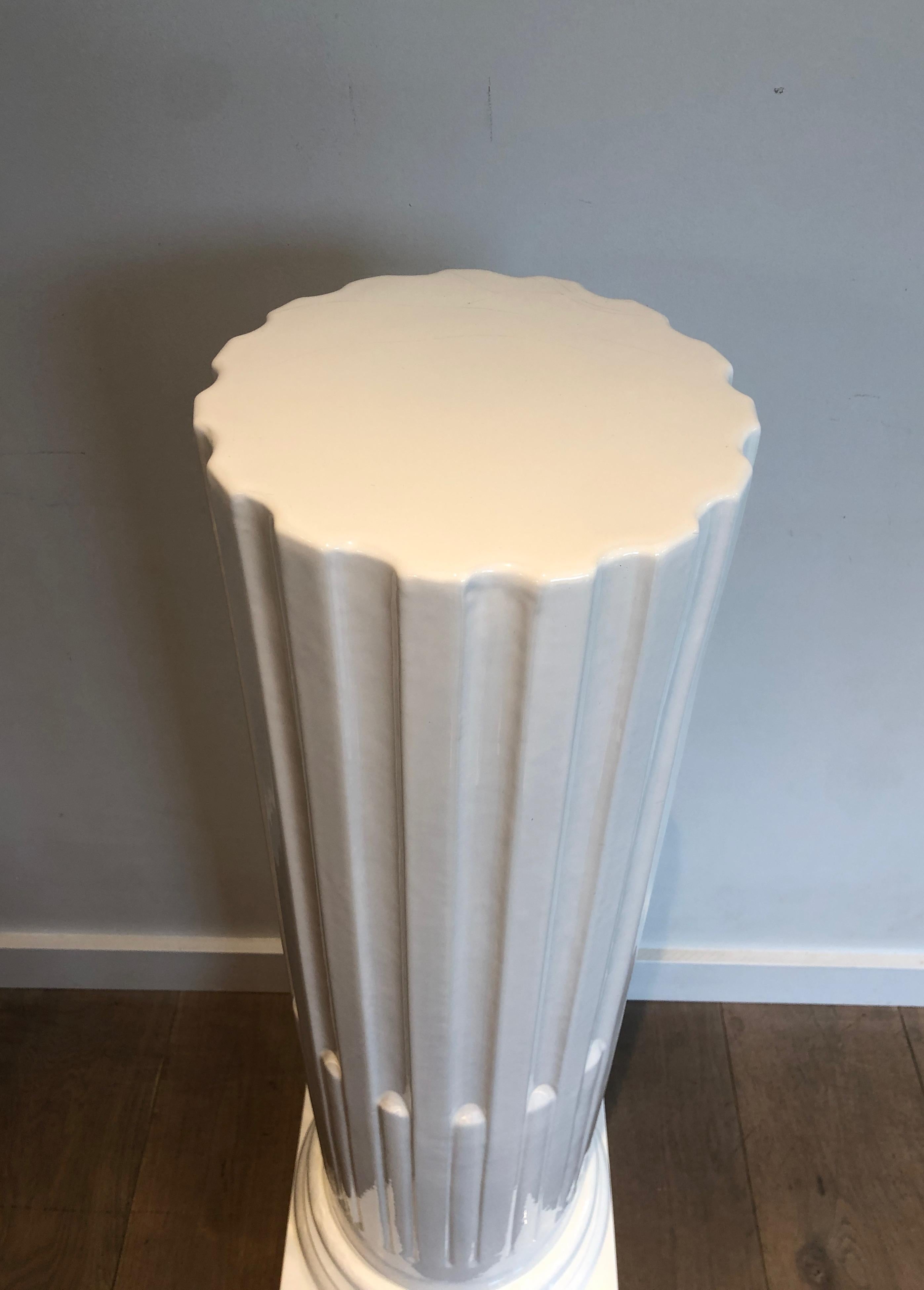 Late 20th Century Pair of Louis the 16th Style White Ceramic Columns