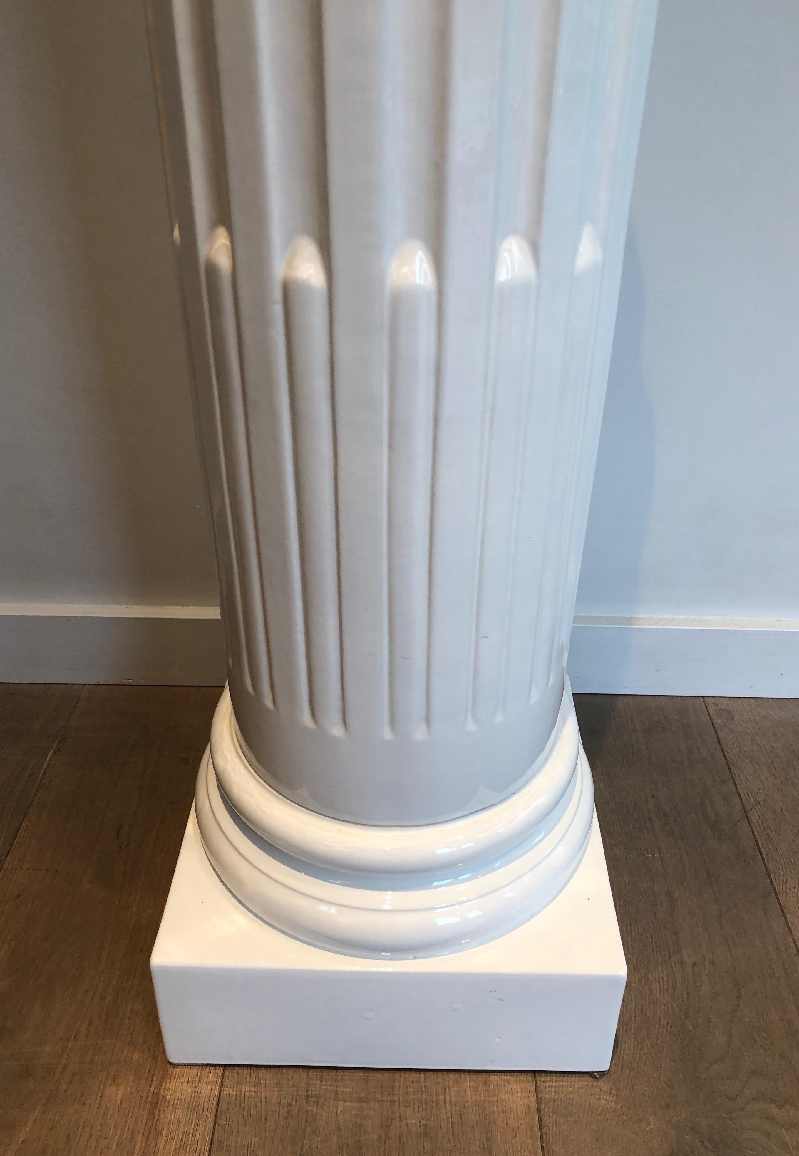 Pair of Louis the 16th Style White Ceramic Columns 1