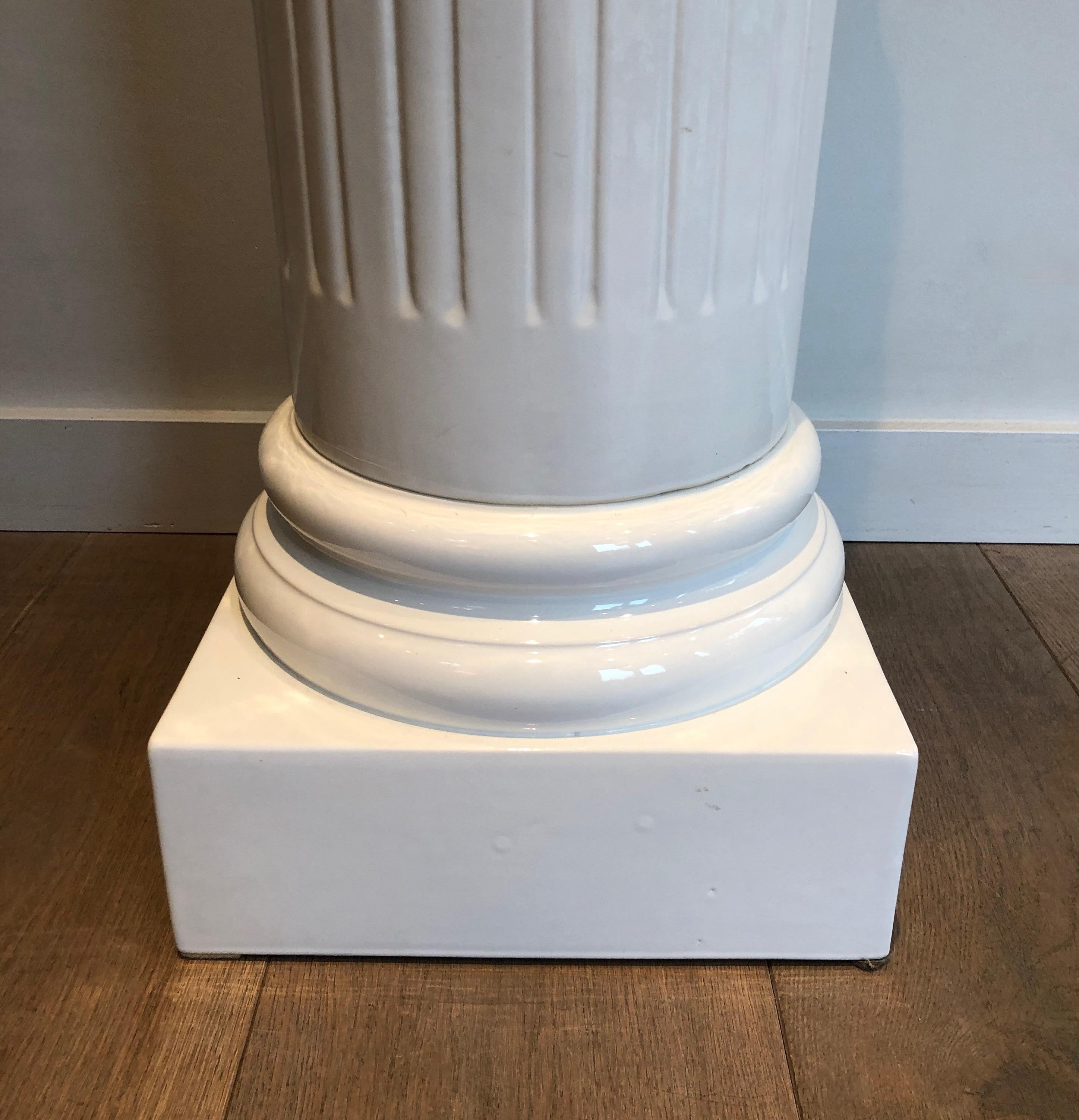 Pair of Louis the 16th Style White Ceramic Columns 2
