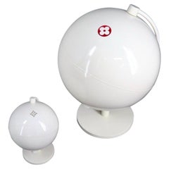 Pair of Louis Vuitton Display White Spinning World Globes Sculpture