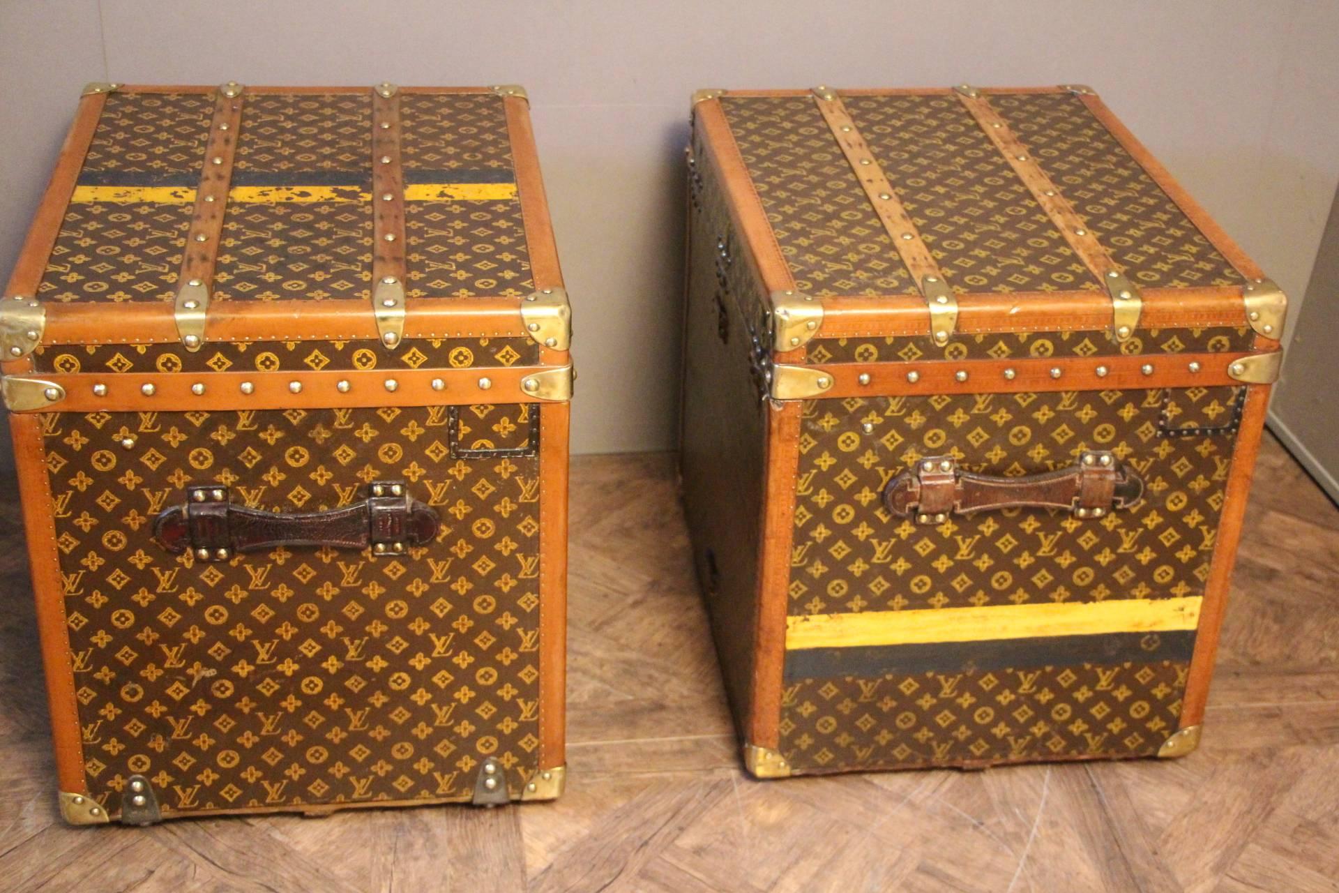 French Pair of Louis Vuitton Monogram Steamer Trunks, Malles Louis Vuitton
