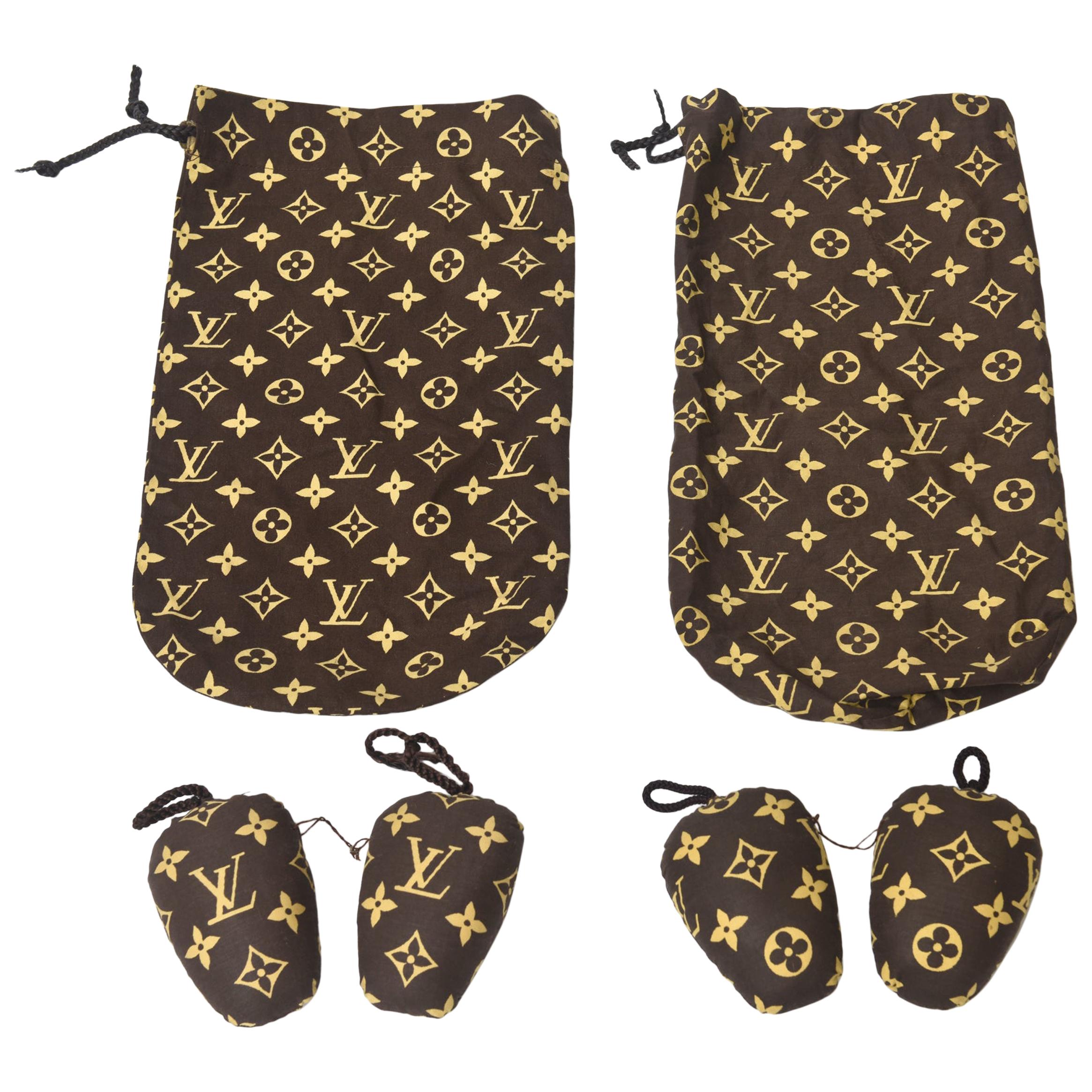 Vintage Louis Vuitton French Shoe Bags With Shoe Stuffers 70's Pair Of