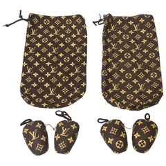 Vintage Louis Vuitton French Shoe Bags With Shoe Stuffers 70's Pair Of