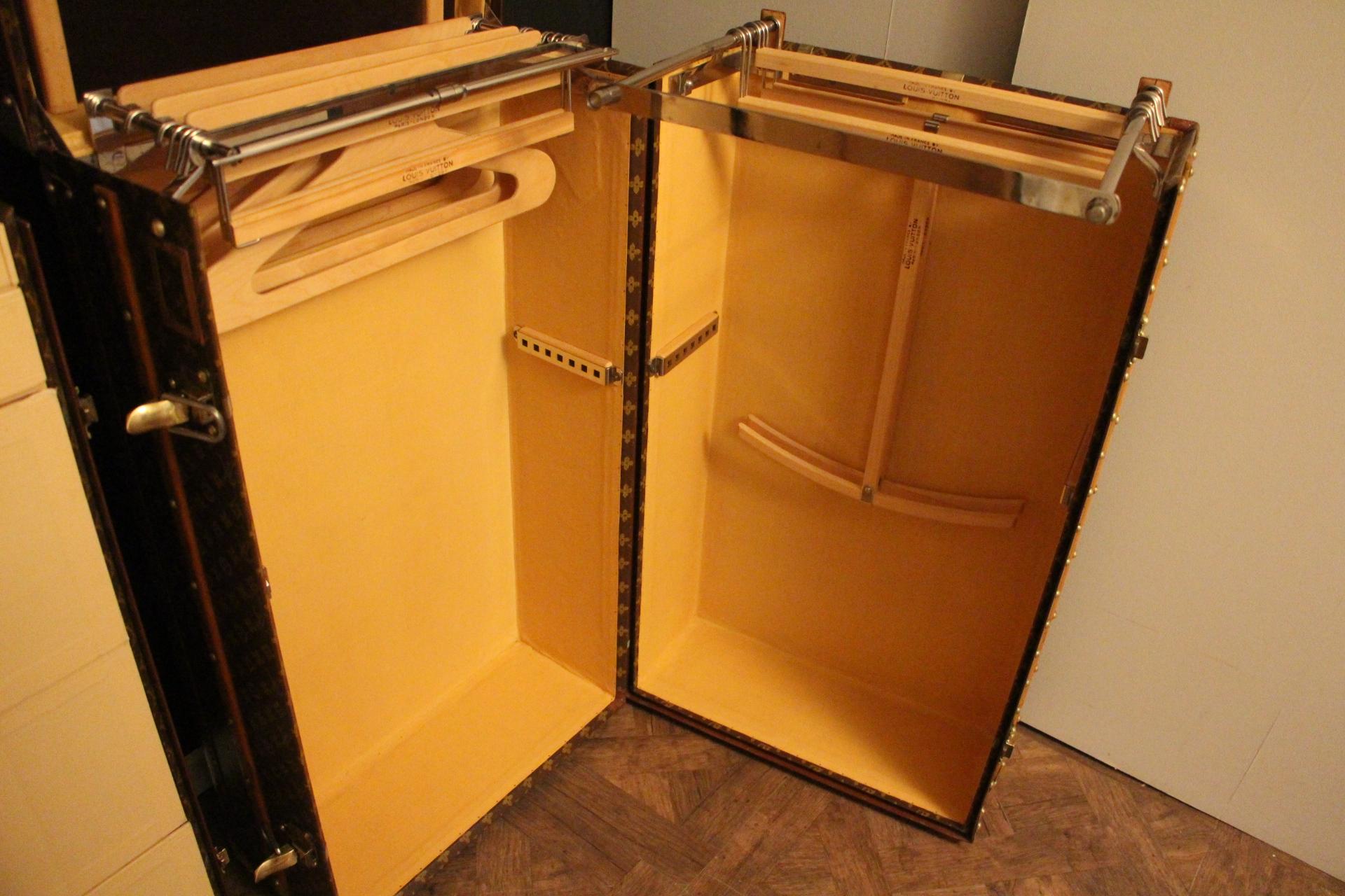 Pair of Louis Vuitton Trunks, Pair of Louis Vuitton Steamer Trunks, LV Wardrobes 8