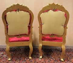 Pair Antique French Louis XV Style Giltwood Armchairs