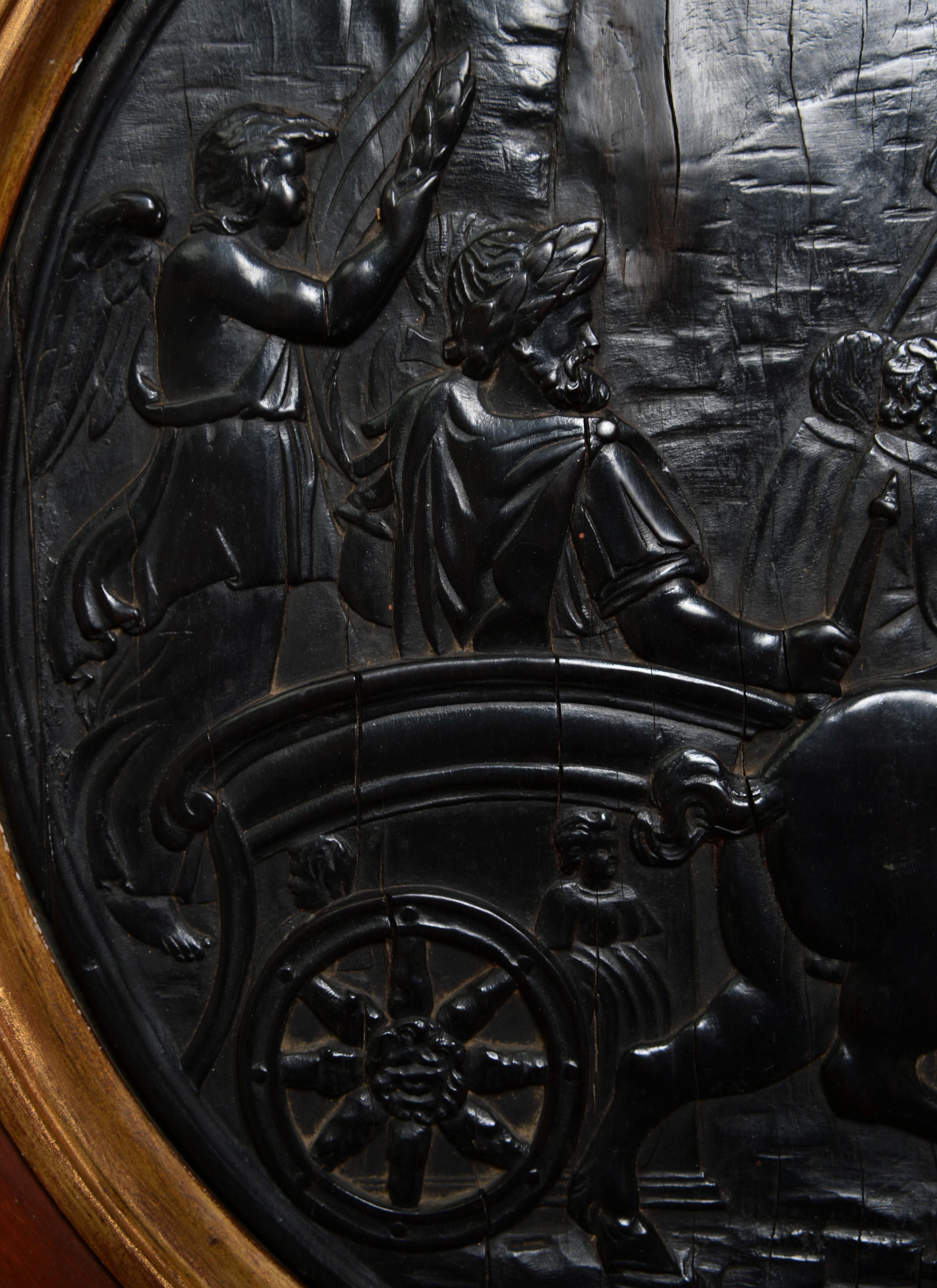 Pair of Louis XIII Ebony Carved Tondos For Sale 3