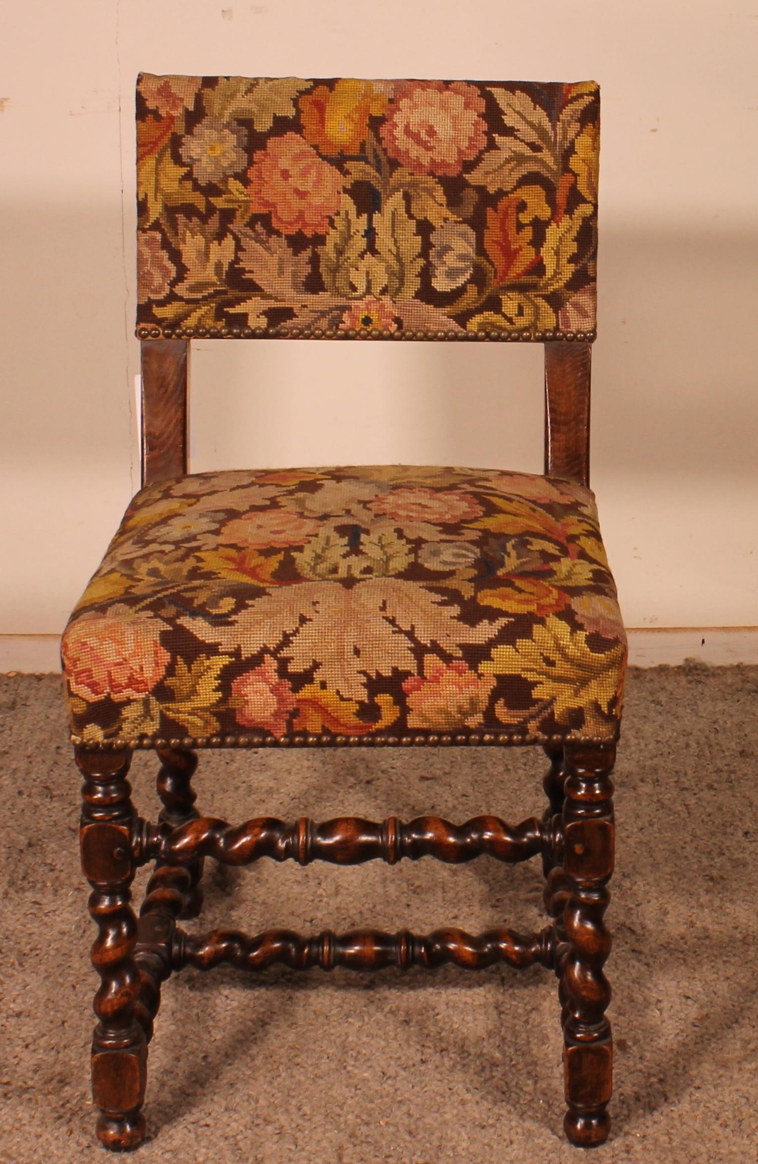 French Pair of Louis XIII Period Chairs in Oak