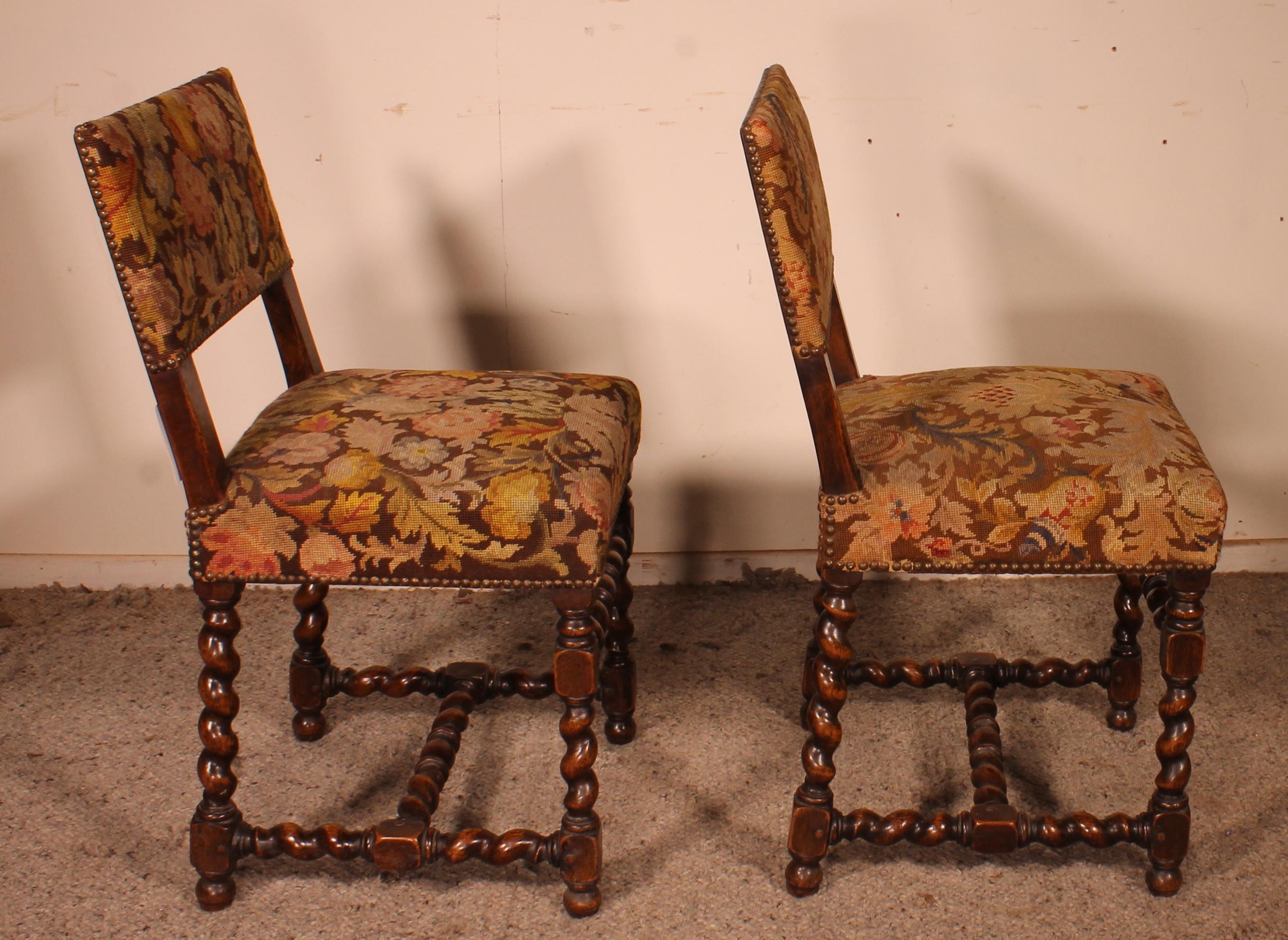 18th Century and Earlier Pair of Louis XIII Period Chairs in Oak