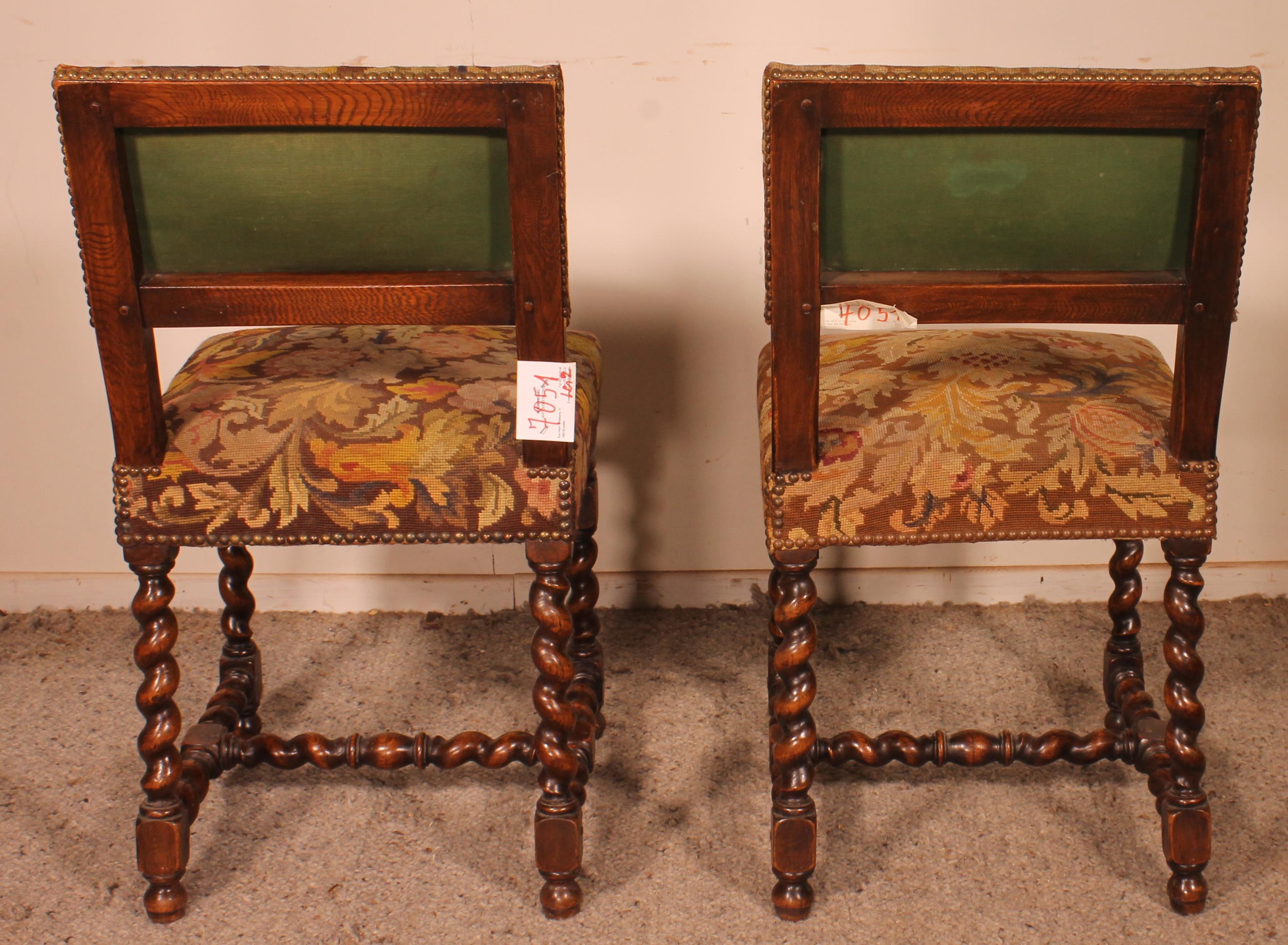 Pair of Louis XIII Period Chairs in Oak 1