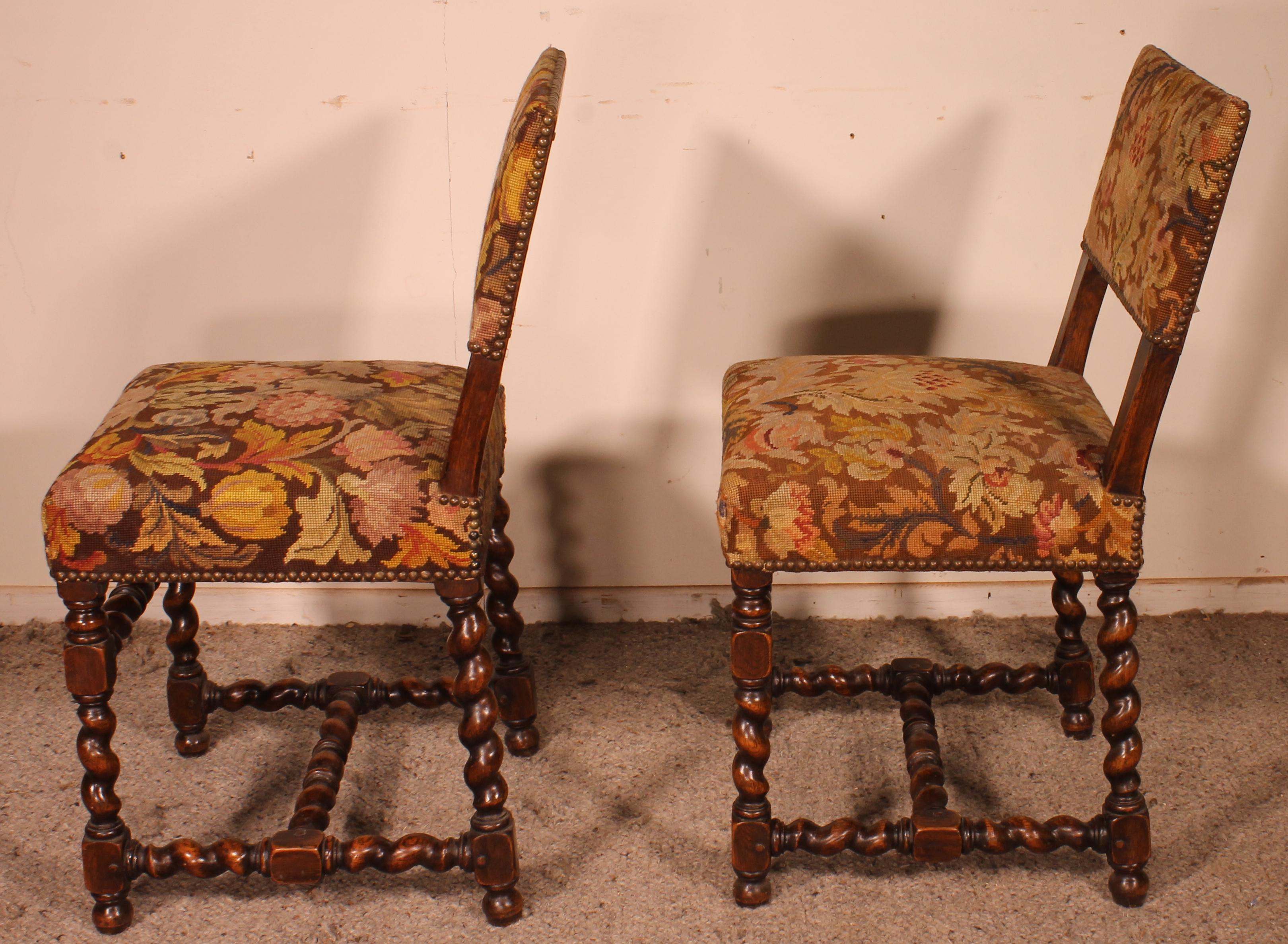 Pair of Louis XIII Period Chairs in Oak 2