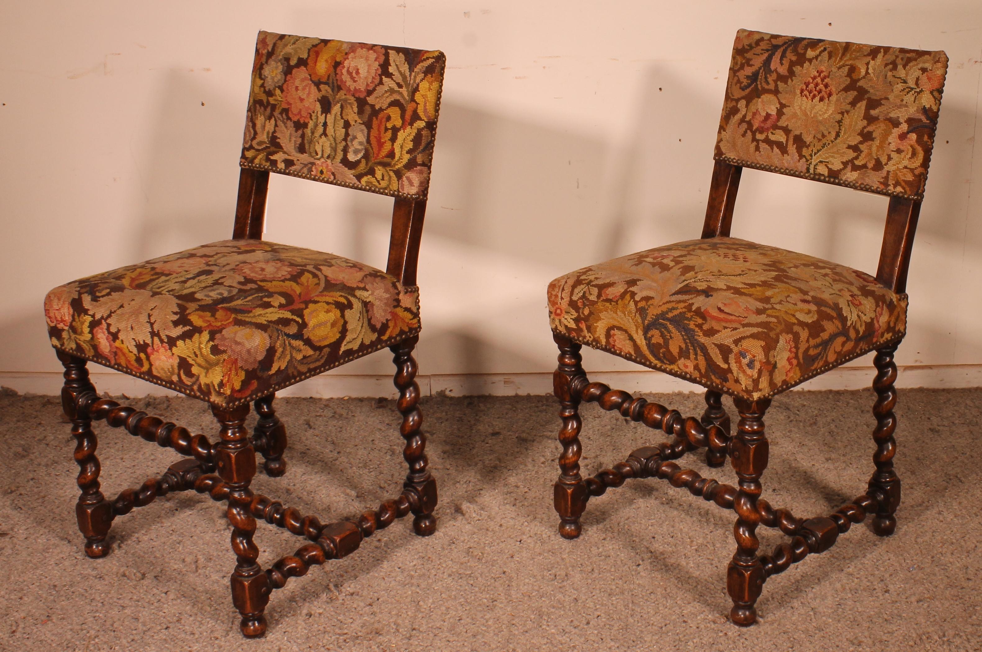 Pair of Louis XIII Period Chairs in Oak 3