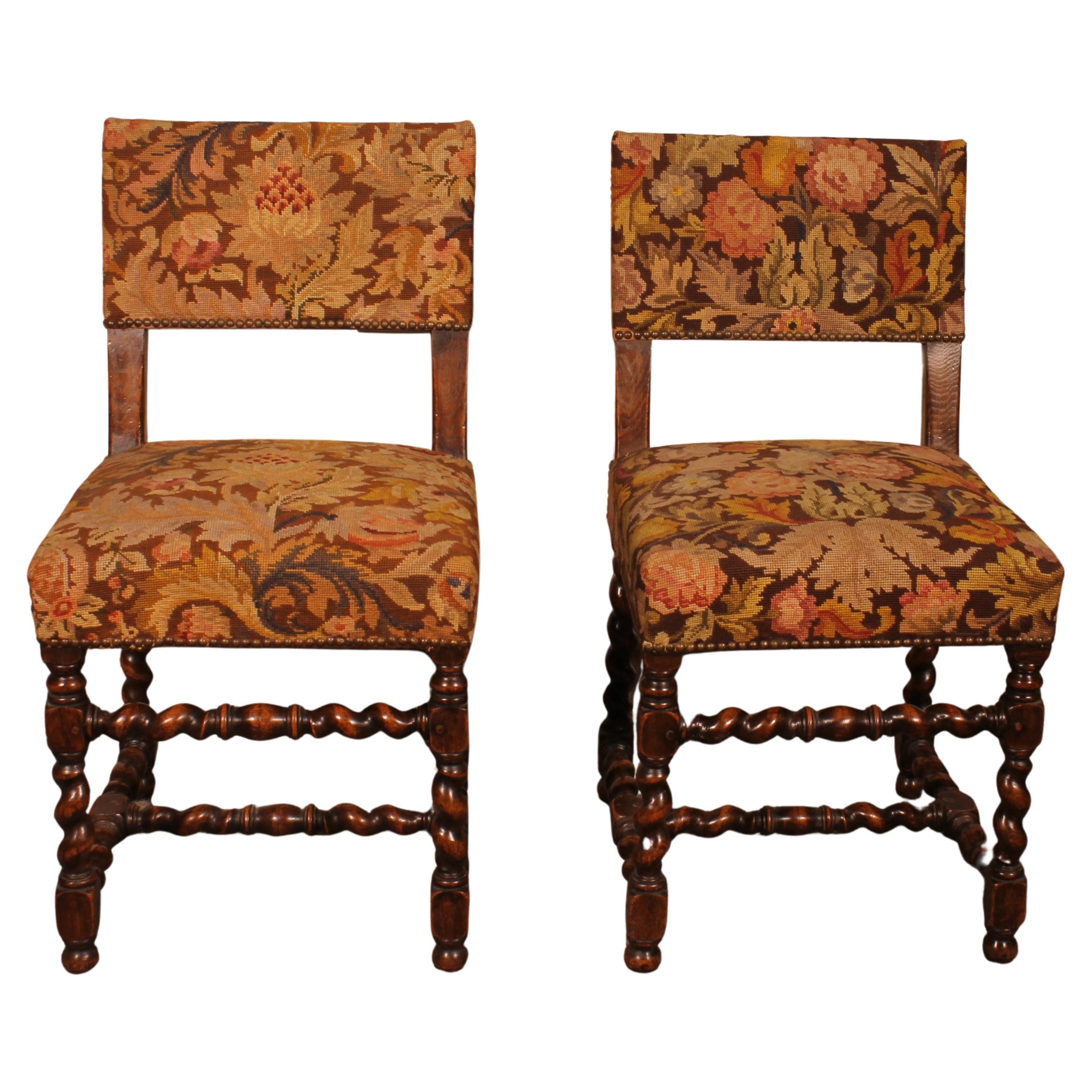 Pair of Louis XIII Period Chairs in Oak