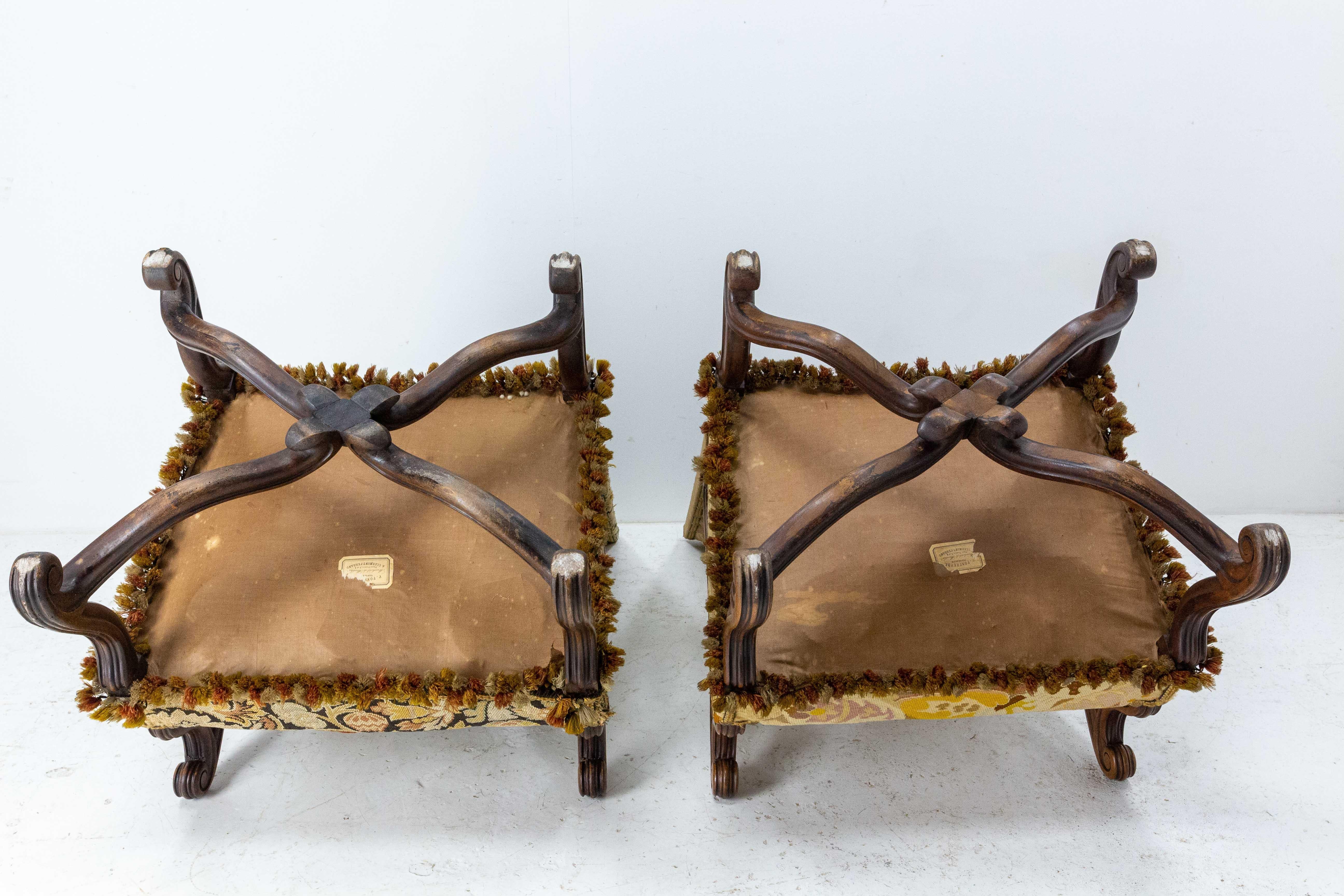 Pair of Louis XIII Revival Open Armchairs French, Late 19th Century to Recover For Sale 13