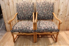 Pair Of Louis XIII Style Armchairs In Sheep Bone, Needlepoint Tapestry
