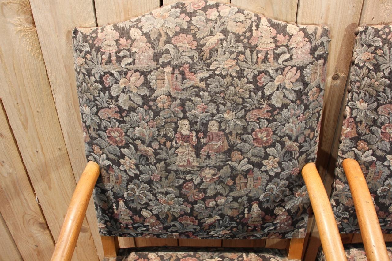 Paar Sessel im Louis XIII-Stil aus Schafsknochen, Nadelspitze und Wandteppich (Französisch) im Angebot