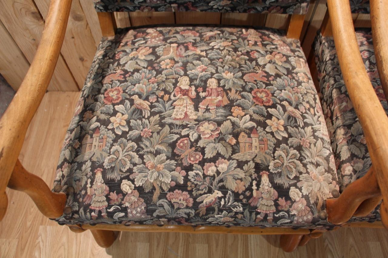 Paar Sessel im Louis XIII-Stil aus Schafsknochen, Nadelspitze und Wandteppich im Angebot 1