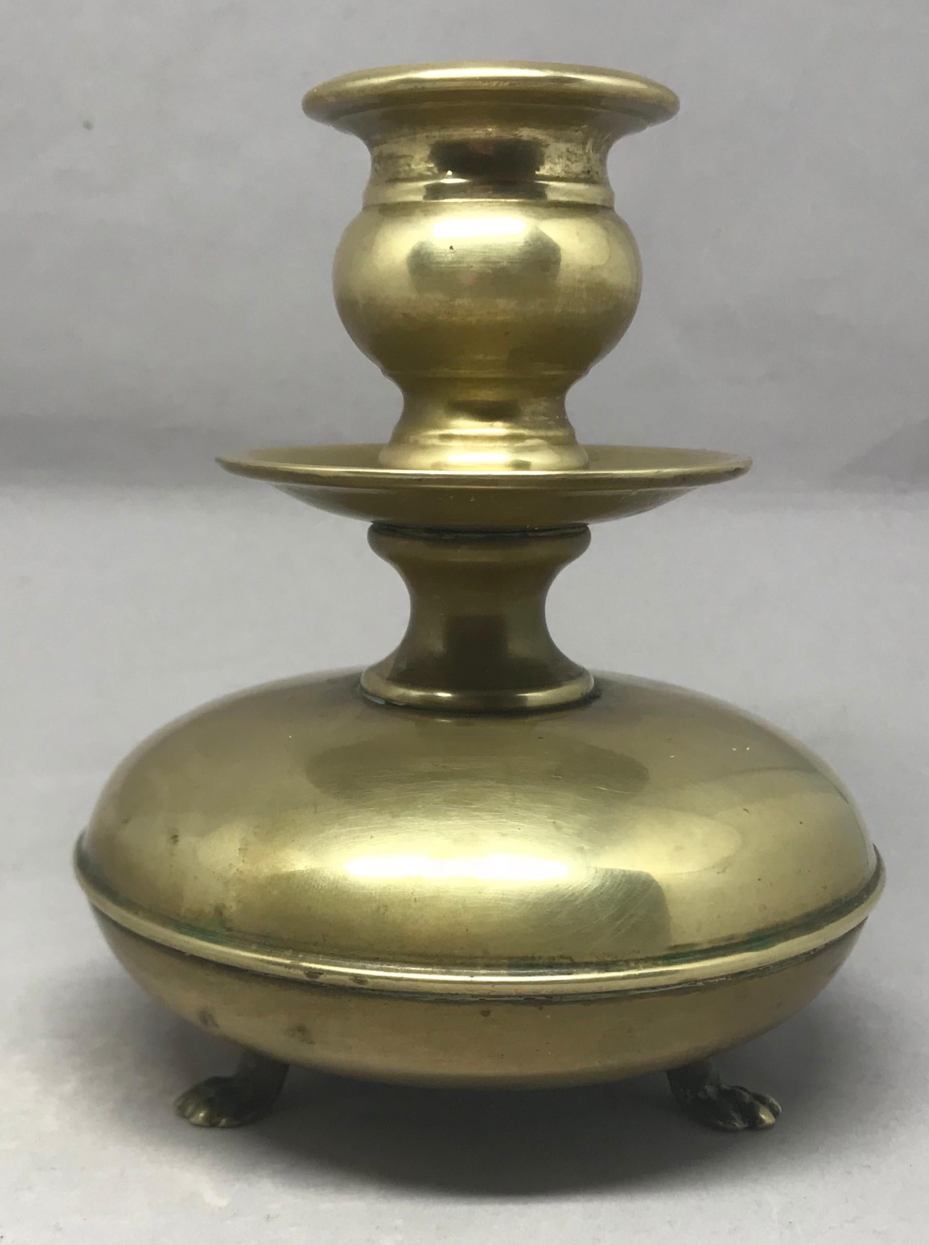 18th Century Pair of Louis XIV Brass Candlesticks For Sale