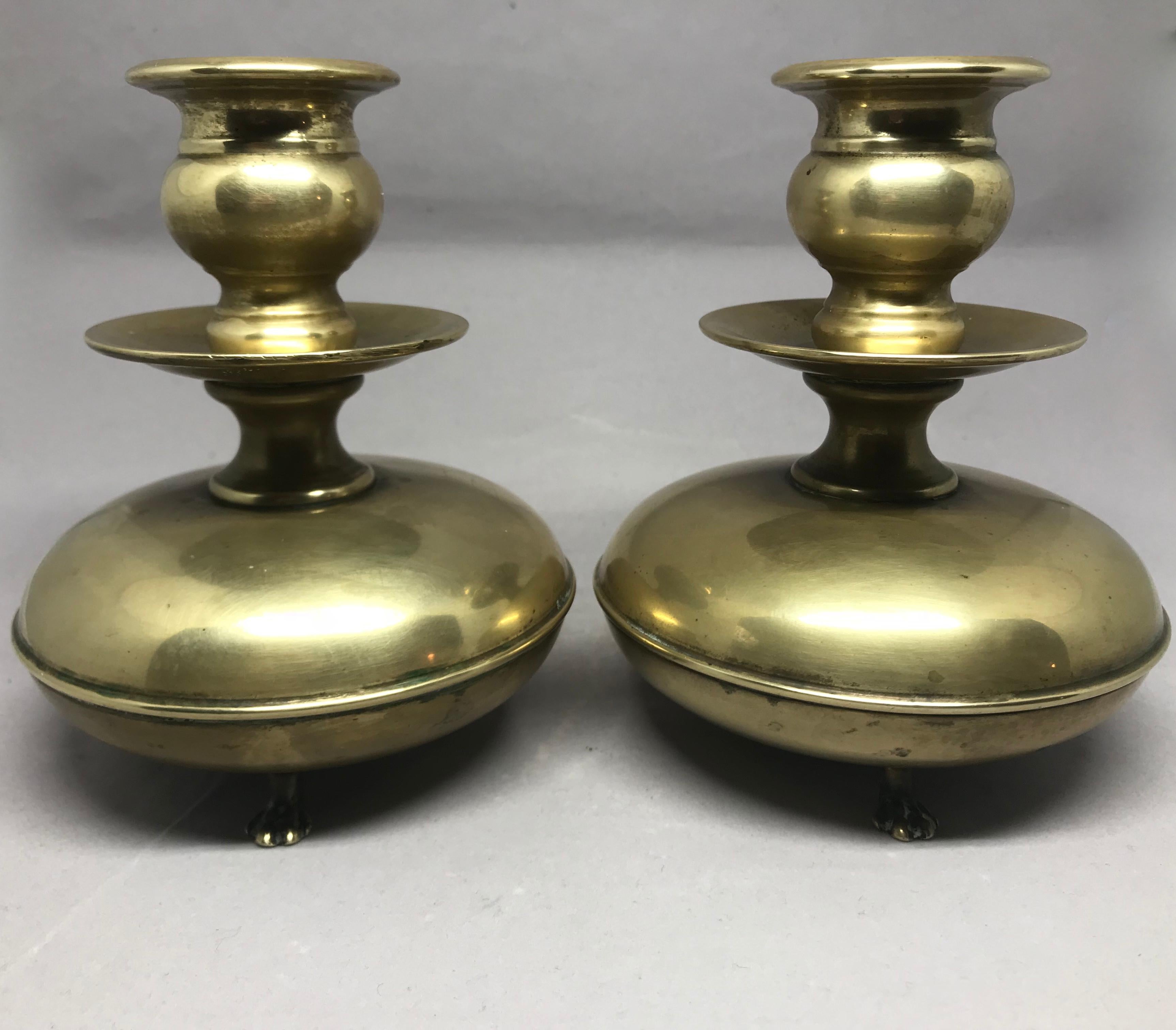 Pair of Louis XIV Brass Candlesticks For Sale 2