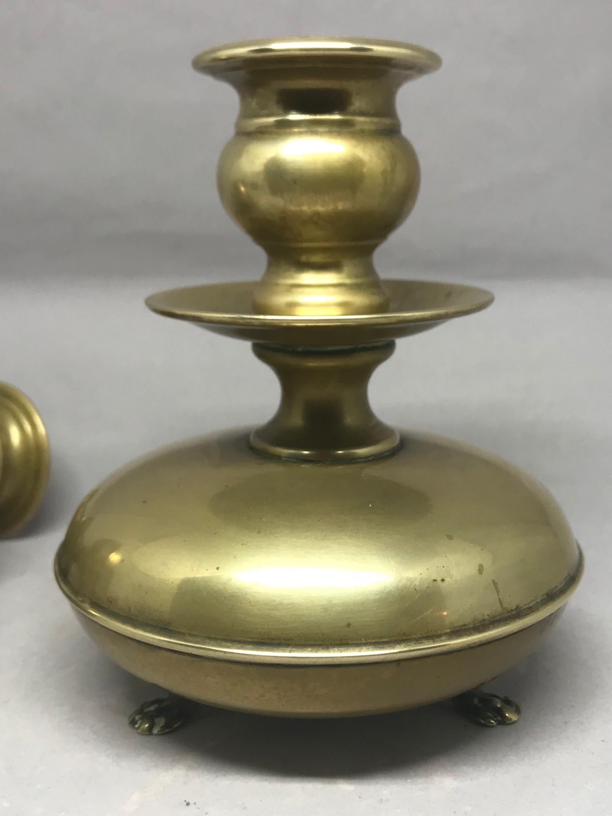 Pair of Louis XIV Brass Candlesticks For Sale 3
